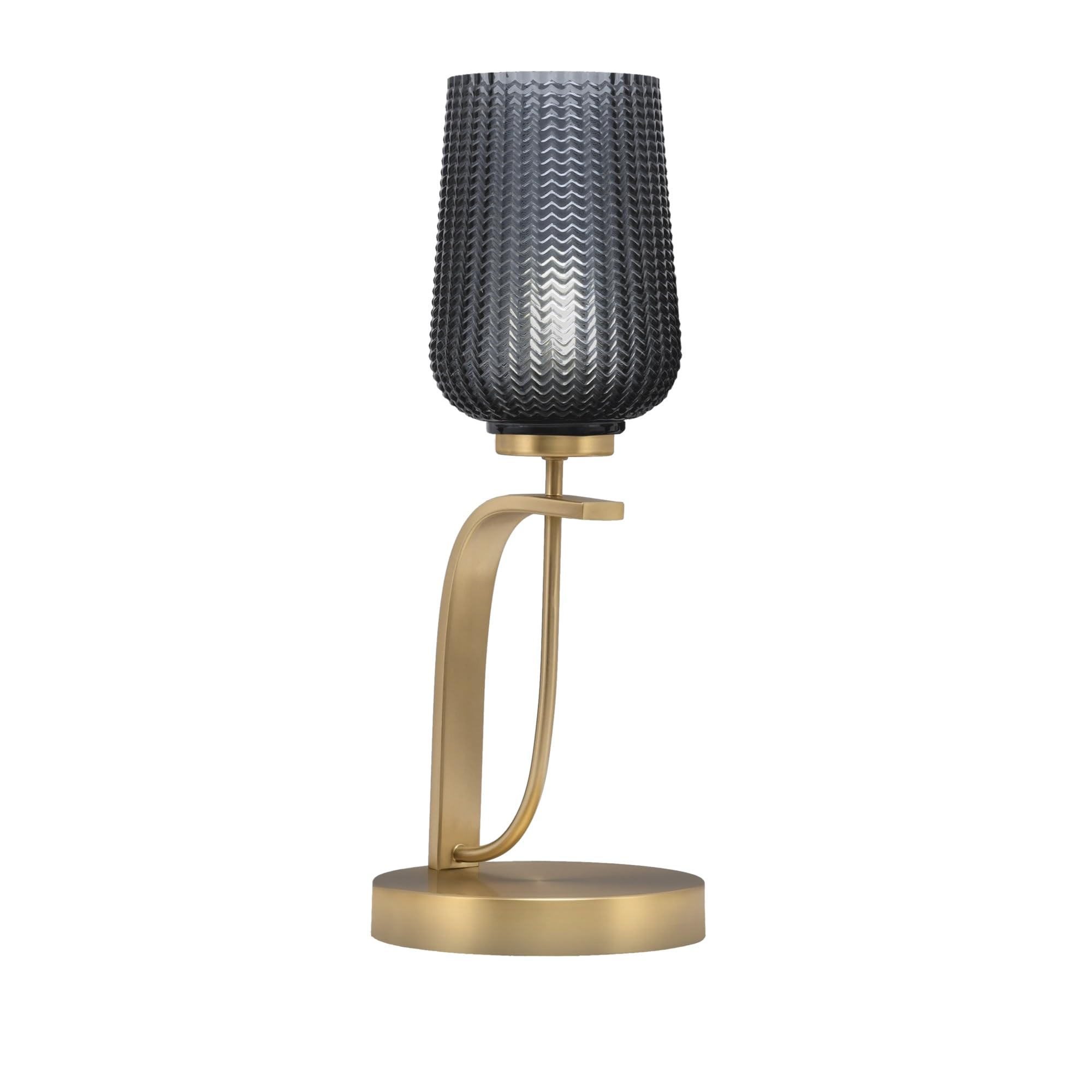 Toltec Lighting Cavella Accent Lamp, New Age Brass Finish, 5" Smoke Textured Glass