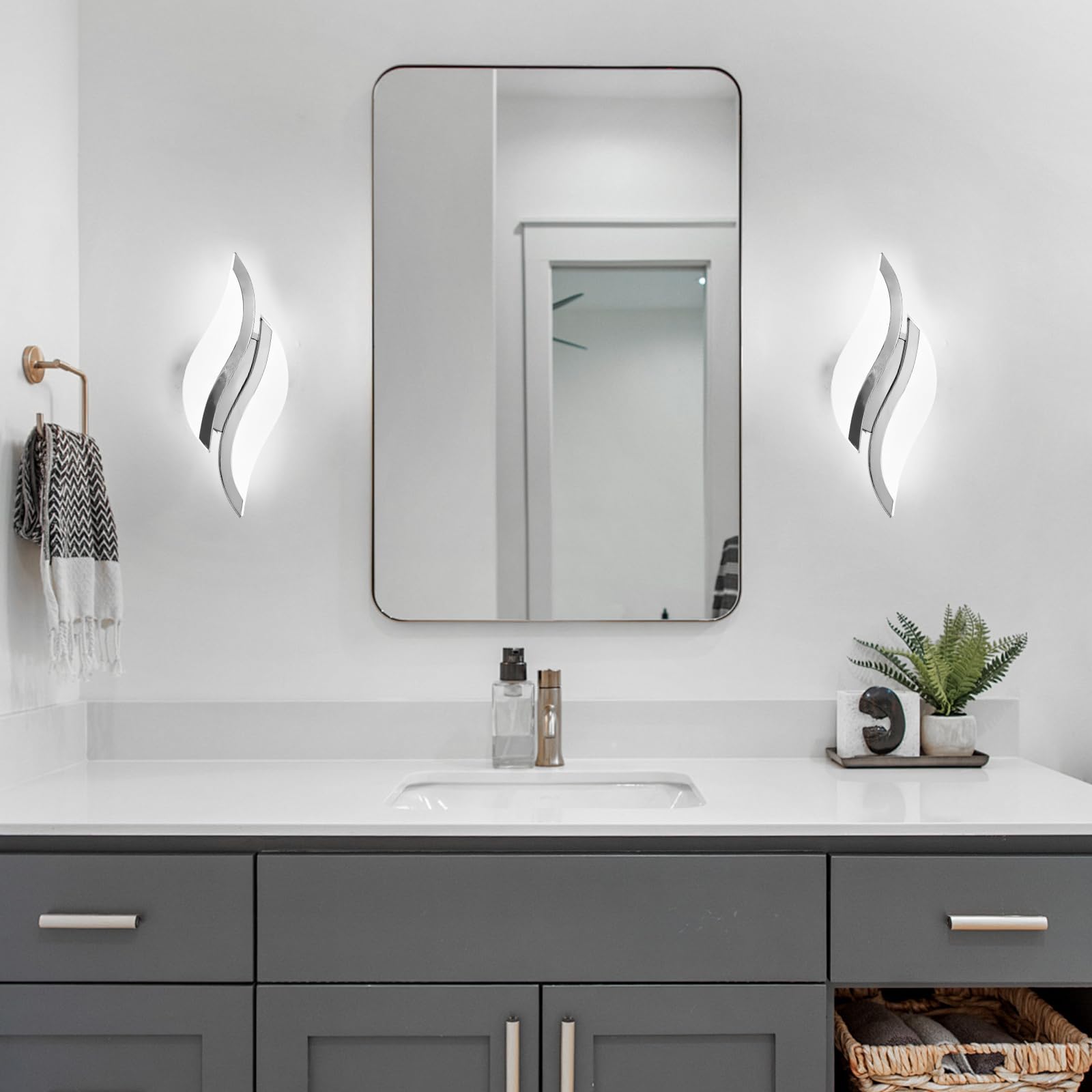 CANEOE Modern LED Wall Sconce, 6000K Acrylic Indoor Light, Chrome, 1 Pack, Model WL-YZCH-C