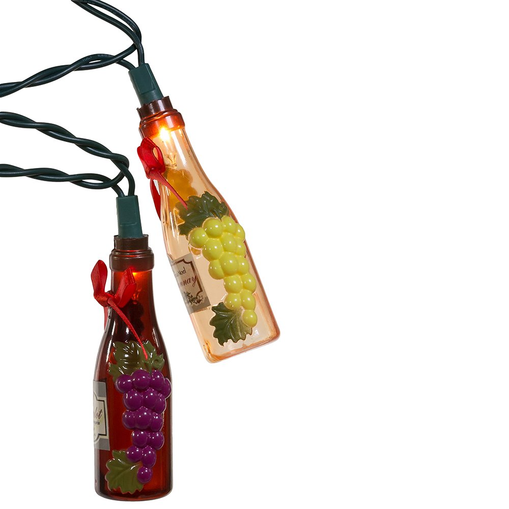 Kurt Adler Ul 10-Light Wine Bottle With Decal Light Set