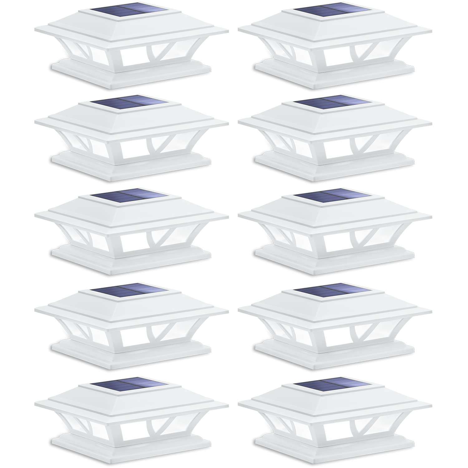 SIEDiNLAR Solar Post Lights LED Fence Deck Cap Light 10 Pack Warm White/Cool White 4x4 5x5 6x6 Posts Model SD0116W-10
