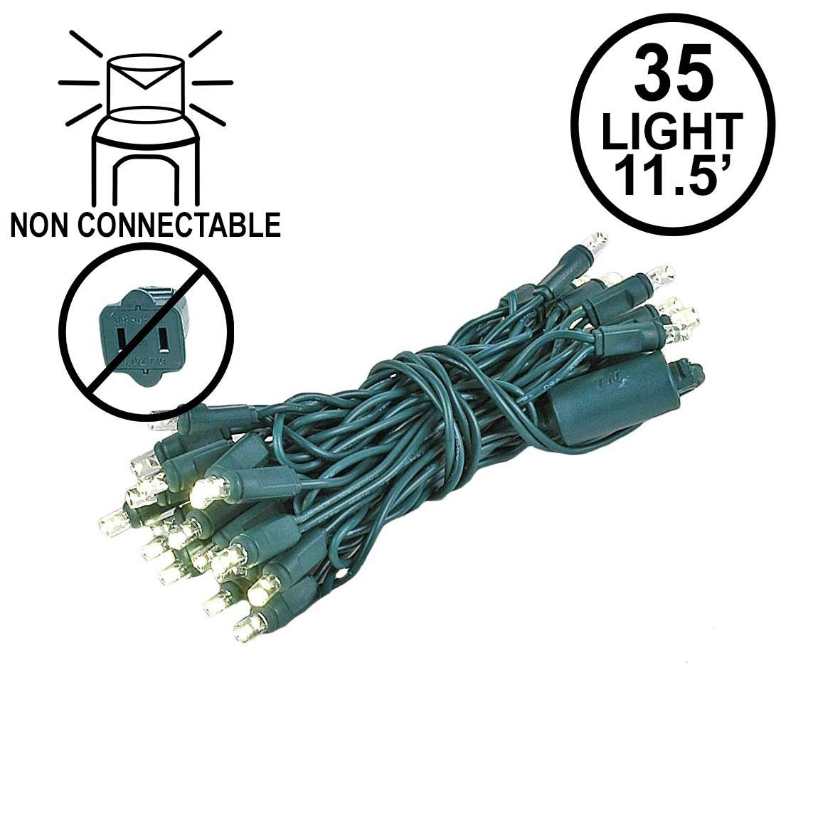 Novelty Lights 35 Light LED Mini String Light Set, Warm White, Green Wire, 13.5 Feet, Model MRD-25B-2