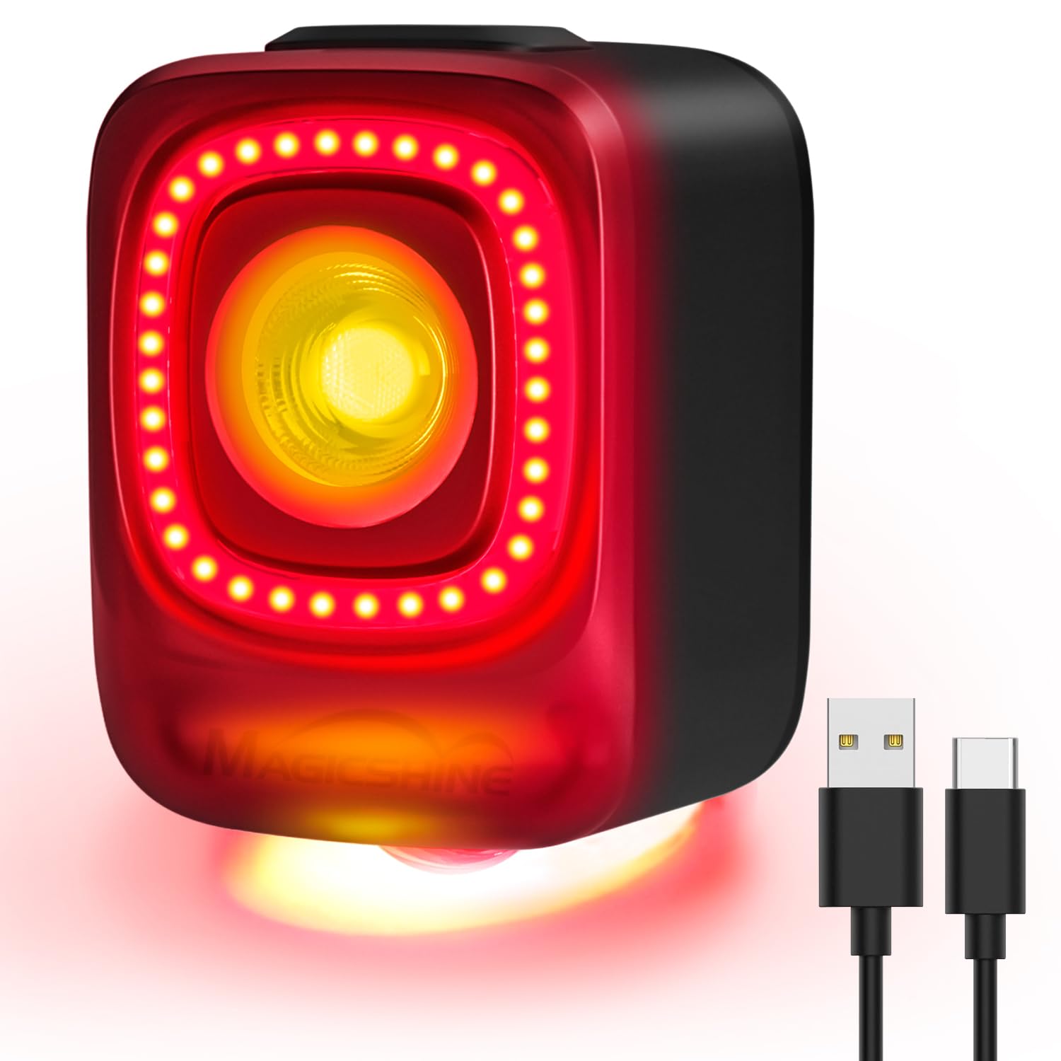 Magicshine SEEMEE 200 V3.0 USB C Rechargeable Bike Tail Lights,200 Lumens Max Output,360 Visibility Bicycle Lights, Smart Brake 