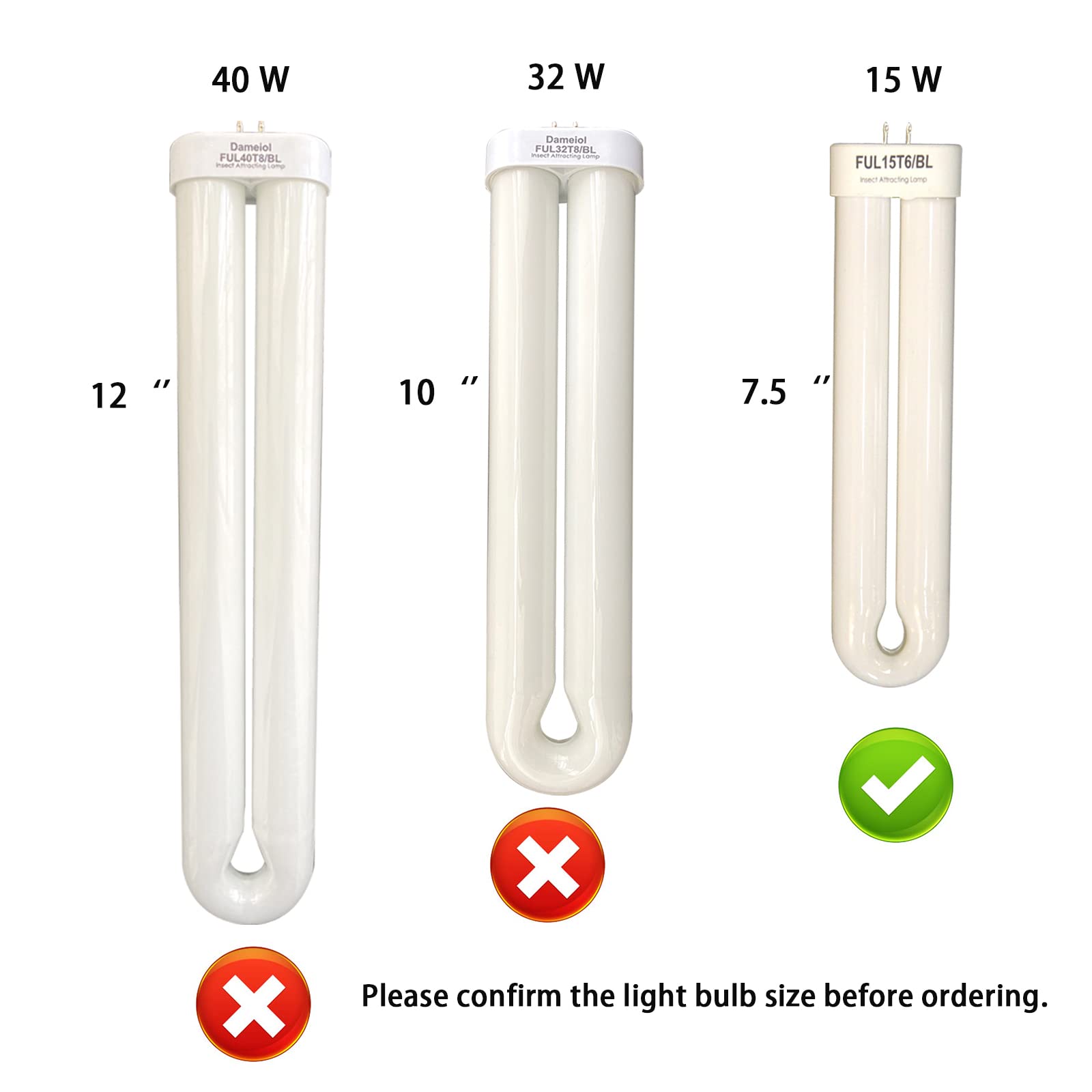 Dameiol 2 Pack Fluorescent Black Light Bulb Replacement FUL-15W 2 Count Copper 2pack