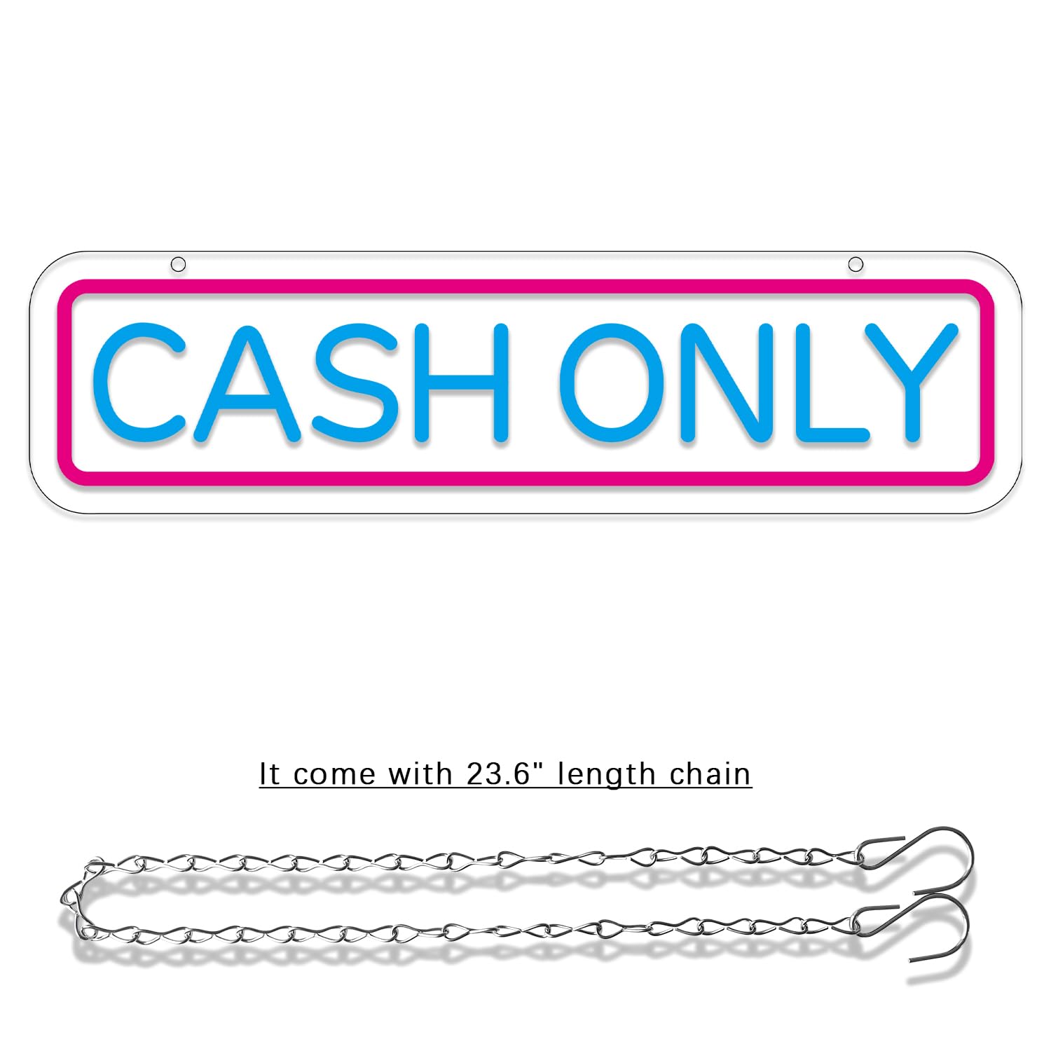 Xixkilly Neon Sign for Business - Pink Cash, LED Light, 16.5inx5.9in, Plastic