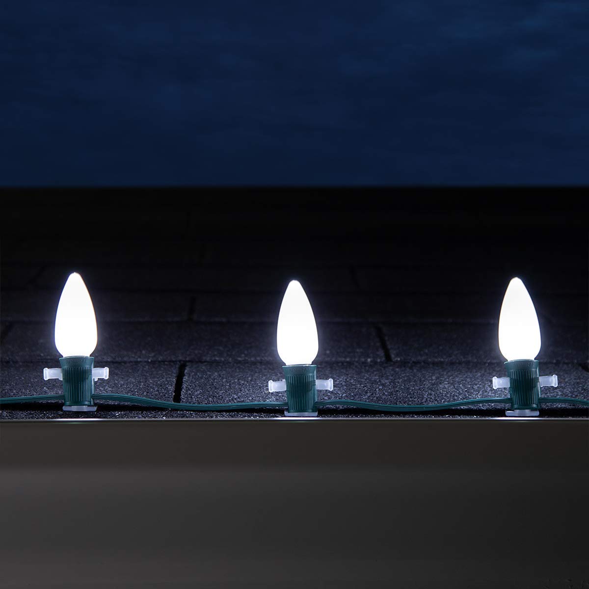 Wintergreen Lighting Opticore C9 Led Christmas Light Bulbs - 25 Pack Heavy Duty enhanced Outdoor Christmas Lights  E17 Base (Cool White Smooth)