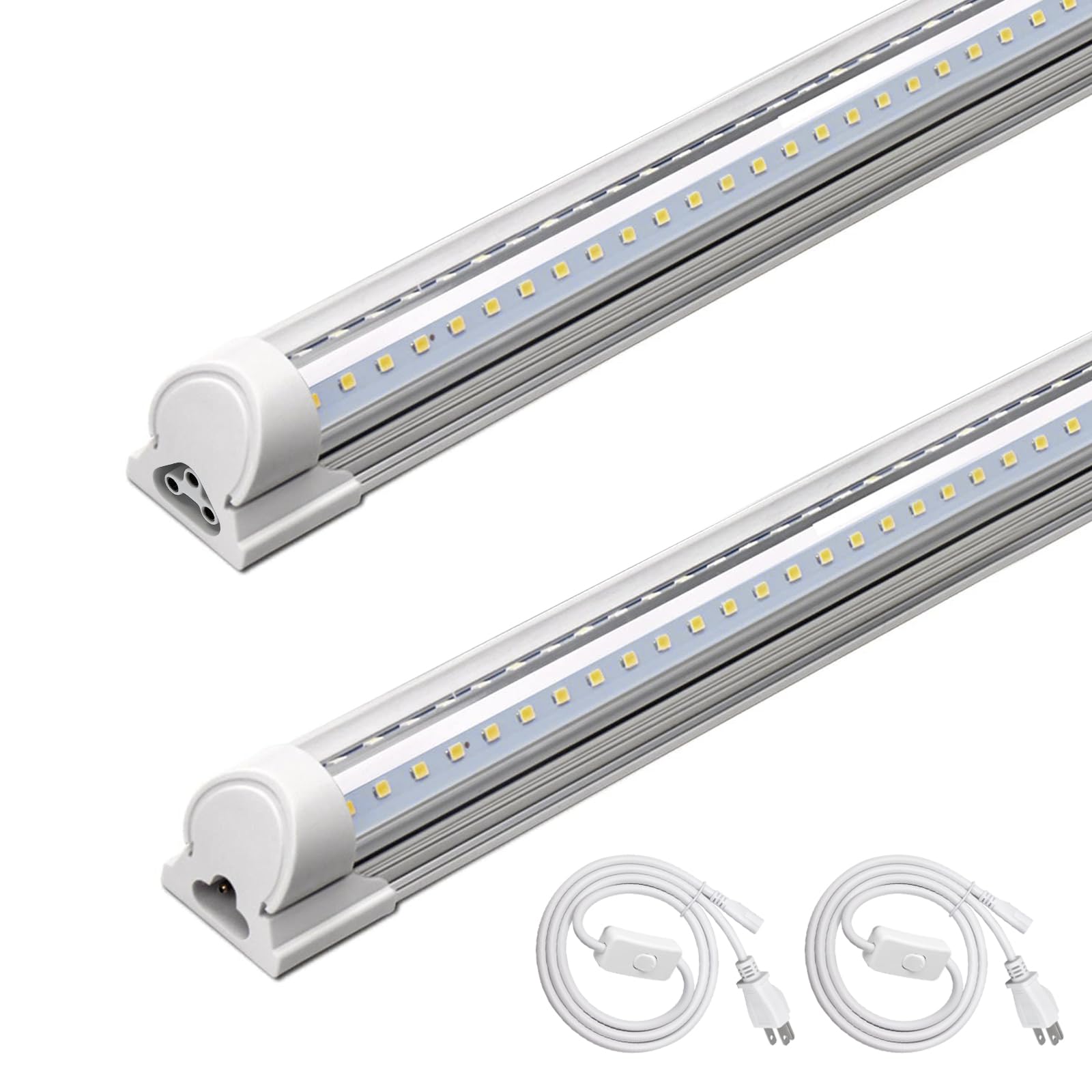 Barrina T8 LED Shop Light 4FT, 40W 5500LM 5000K, Clear Cover, Garage Lights Ceiling, V-Shape LED Light Fixture, Work Shop Lights