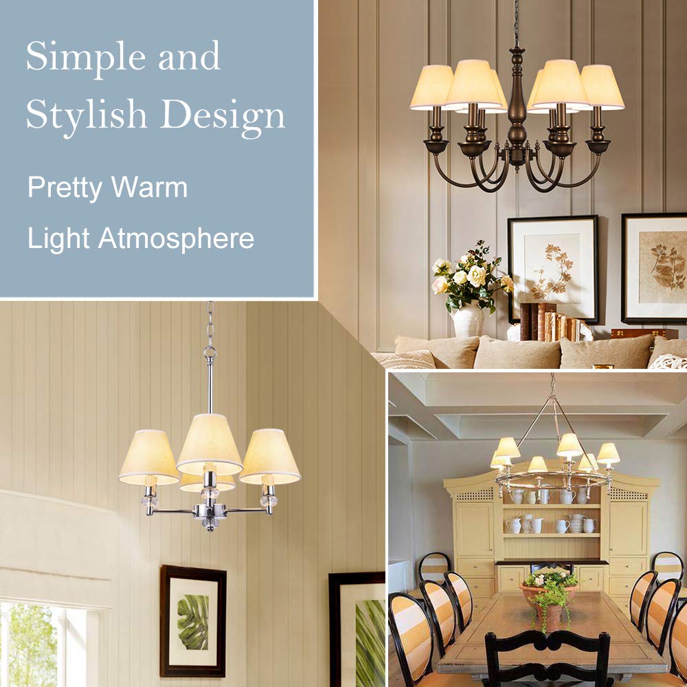 Wellmet Small Clip-on Drum Lamp Shades Set of 6, Linen, 3in x 6in x 5in, Model LP-TAP-Linen