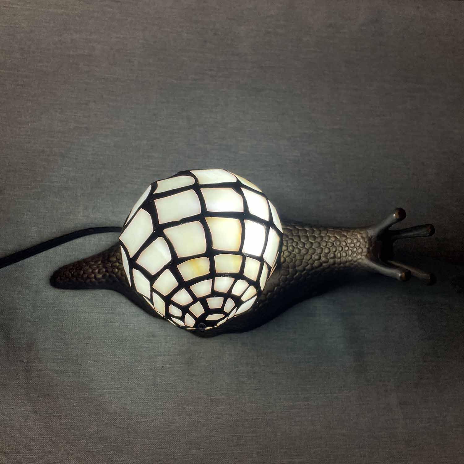 Bieye Tiffany Style Stained Glass Accent Table Lamp, White, 10" D x 5" W x 5" H, Model L10943