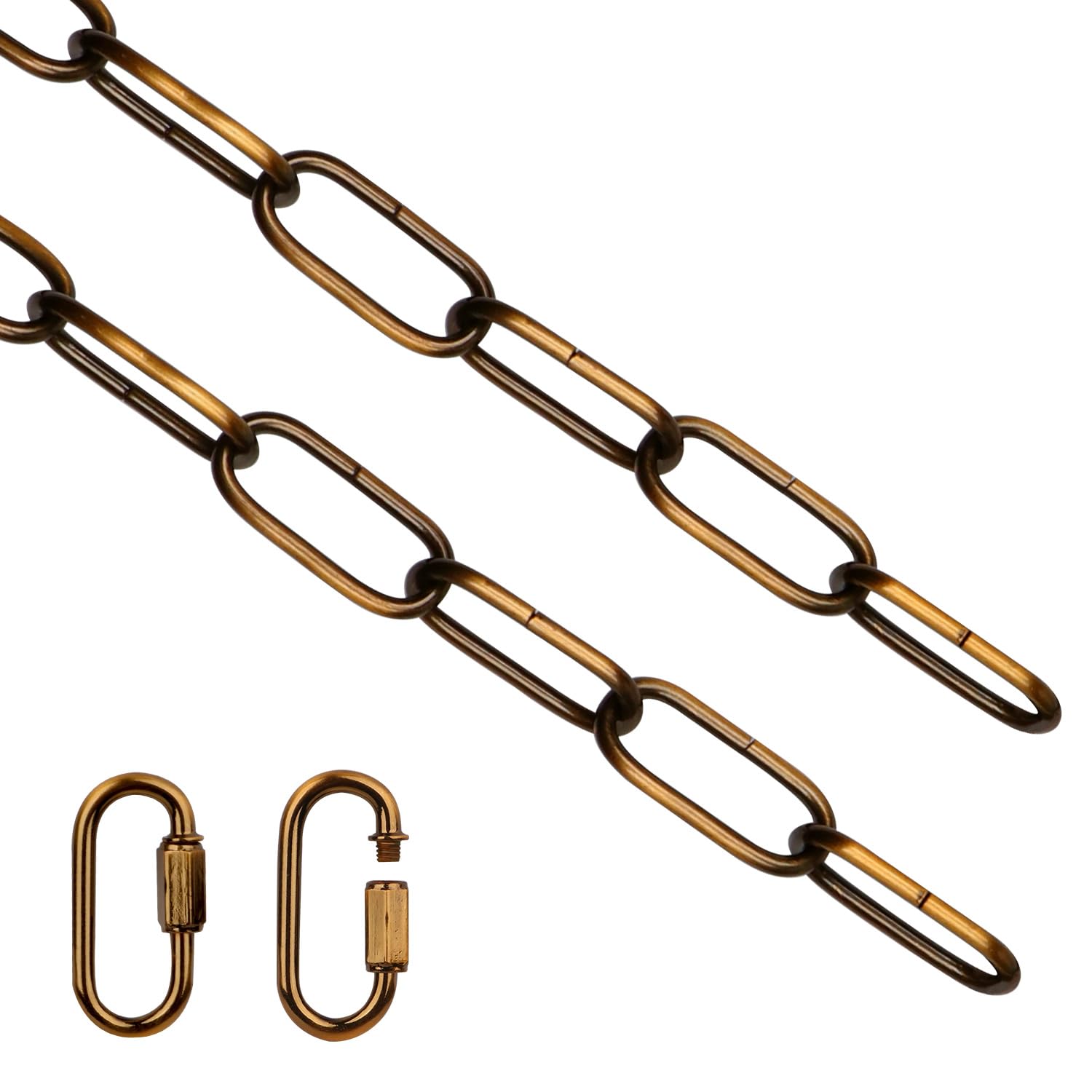 Helunsi 6Ft Gold Bronze Chandelier Chain Extension, Heavy Duty Metal Pendant Fixture