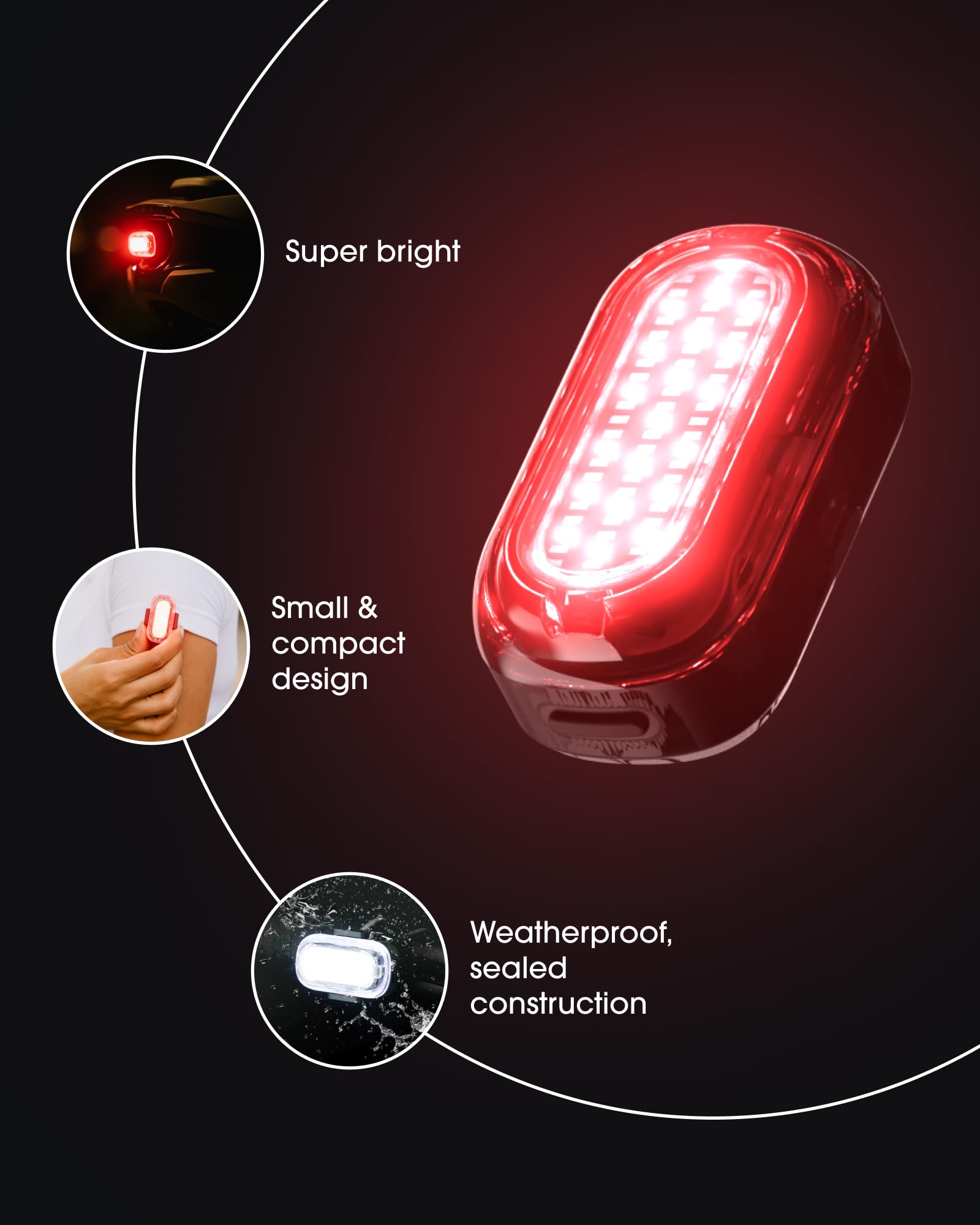 Lumos Firefly Mini Clip & Go Set - LED Rechargeable Safety Lights, Custom Brightness & Flash Pattern, Available in White, Yellow, Red