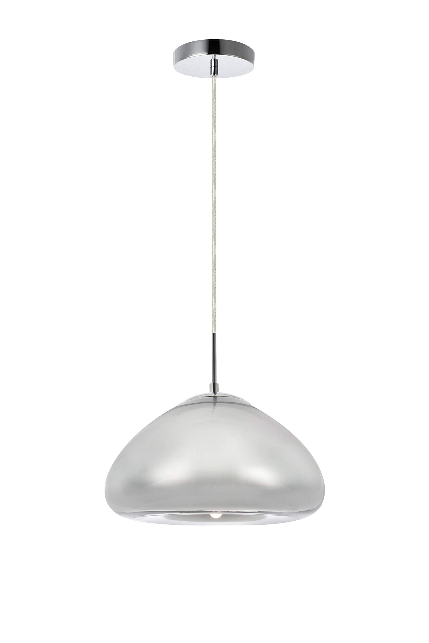 Elegant Lighting 11&quot; Chrome Pendant Light With Glass Shade - Modern Ceiling Fixture