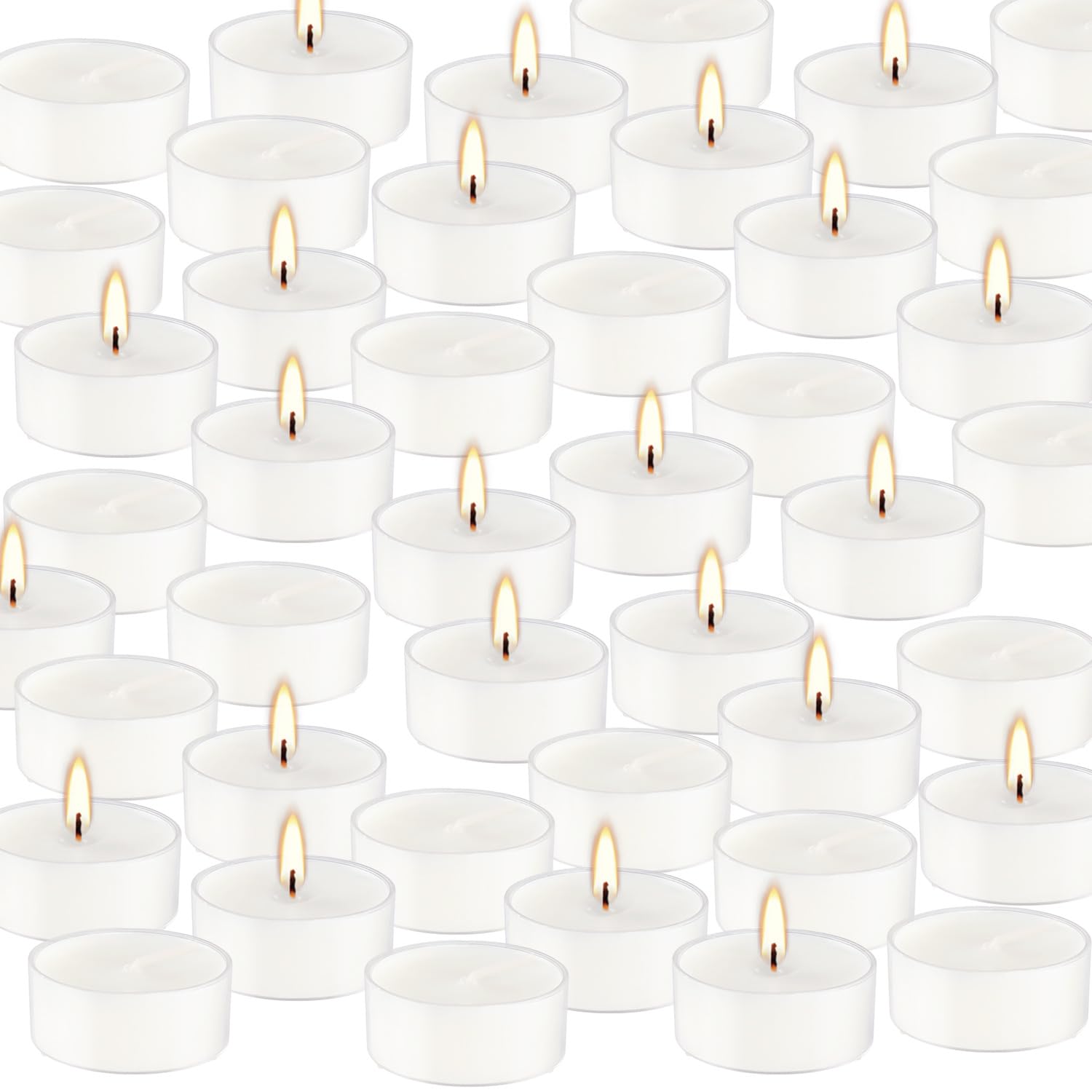 100 Pcs Unscented Tealight Candles in Clear Cup,Smokeless Candles in Bulk,for Weddings Birthday Festival Anniversaries,3.5 Hour