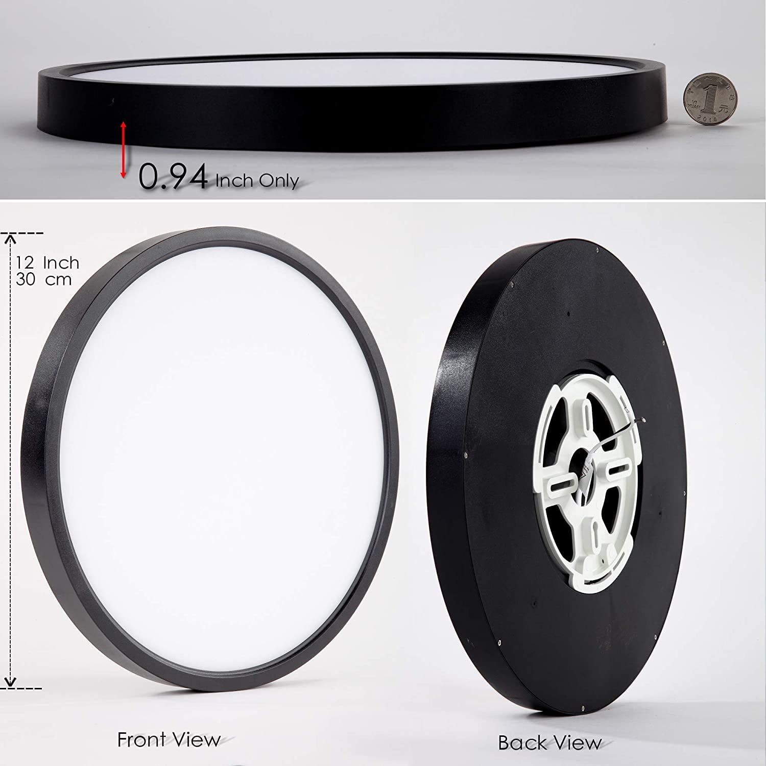 Taloya Black Led Light Fixture Ceiling Flush Mount, Surface Mounted Fixture For Bedroom Office Porch Stairwell Utility Room 12 I