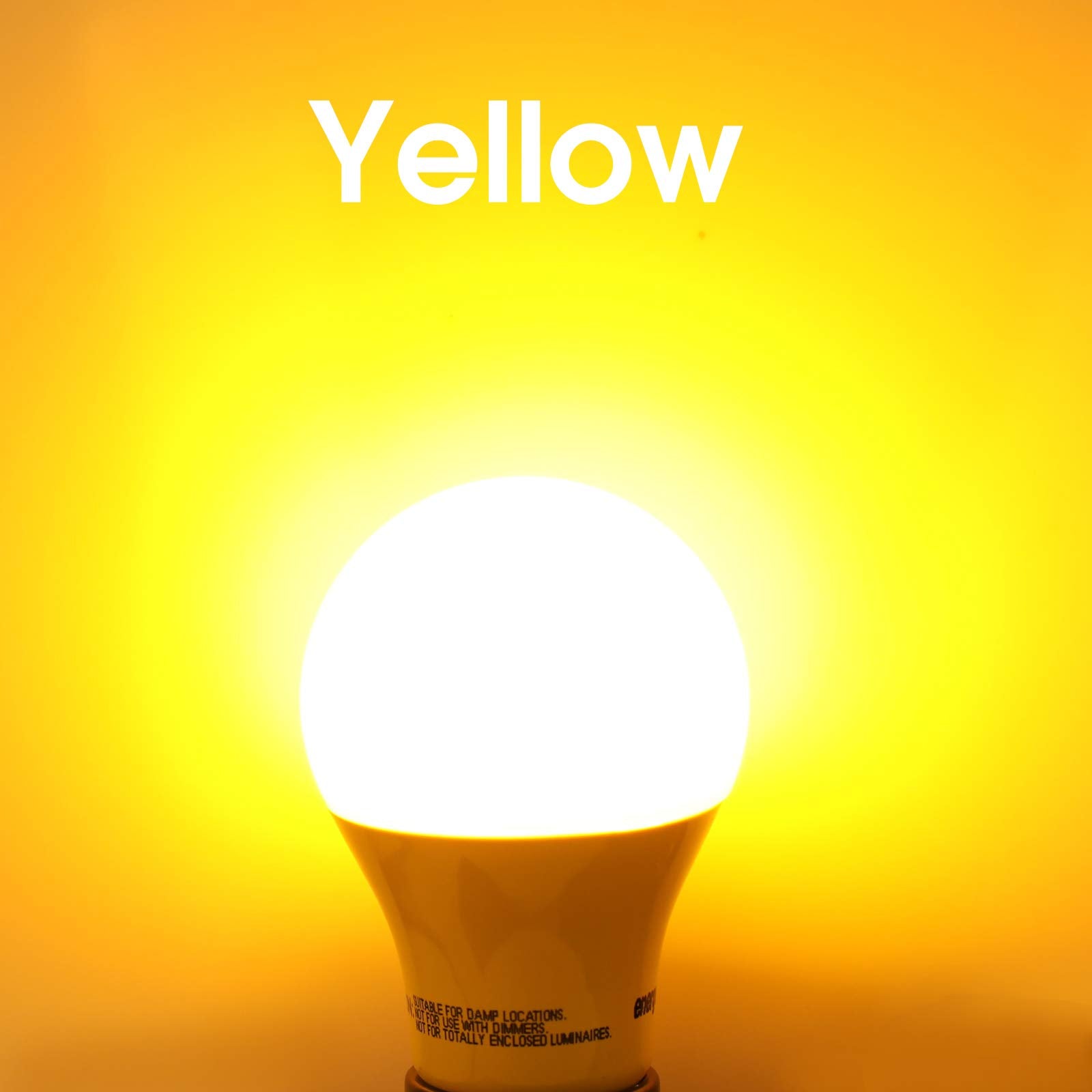 Energetic A19 Yellow Light Bulb, 3W Equivalent 40W, E26 Base Non-Dimmable Led Bulb For Indoor Use, Home Party Decoration And Hol