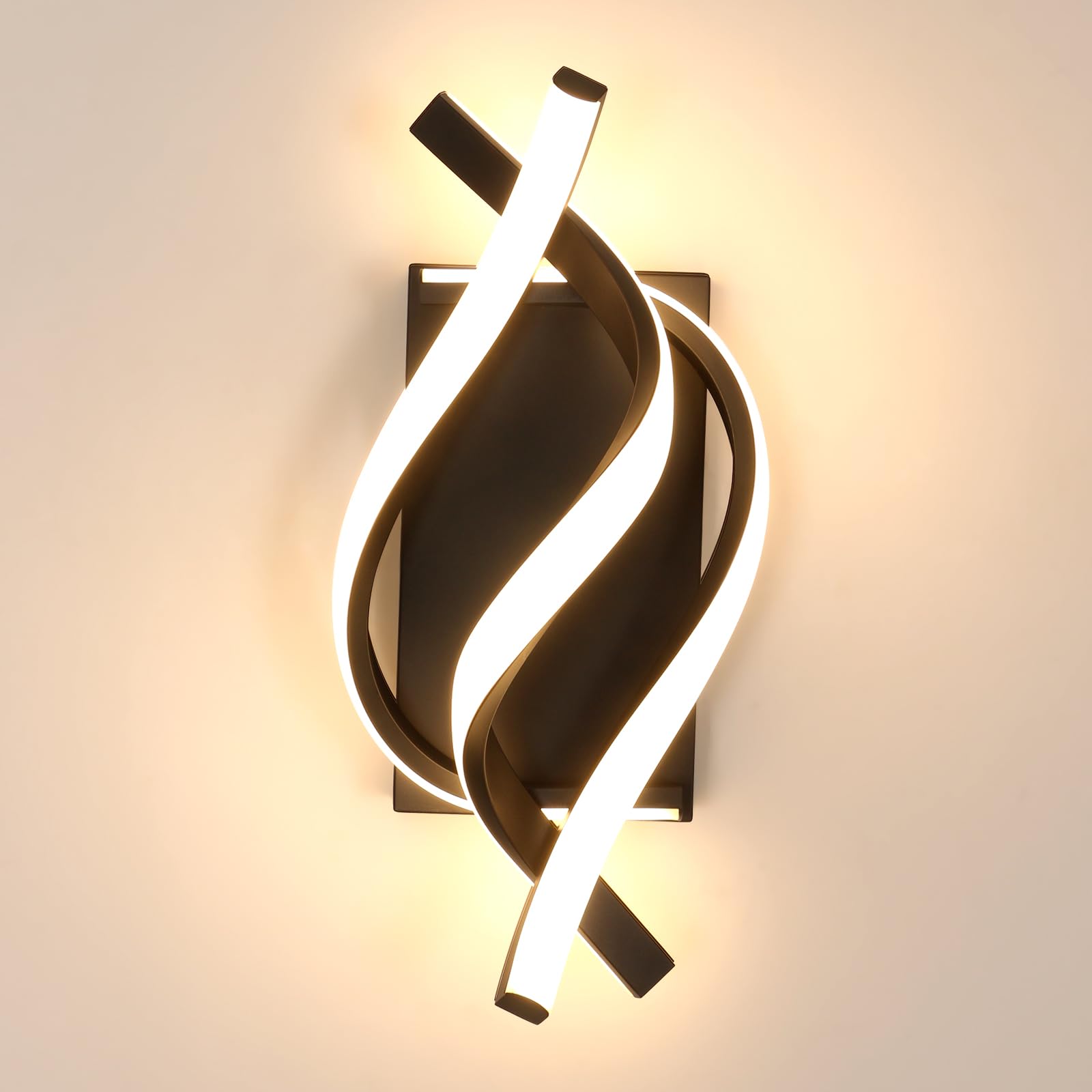 Delipop Modern Led Wall Sconce, 21W 3000K Warm Light, Black Acrylic Fixture For Indoor Use
