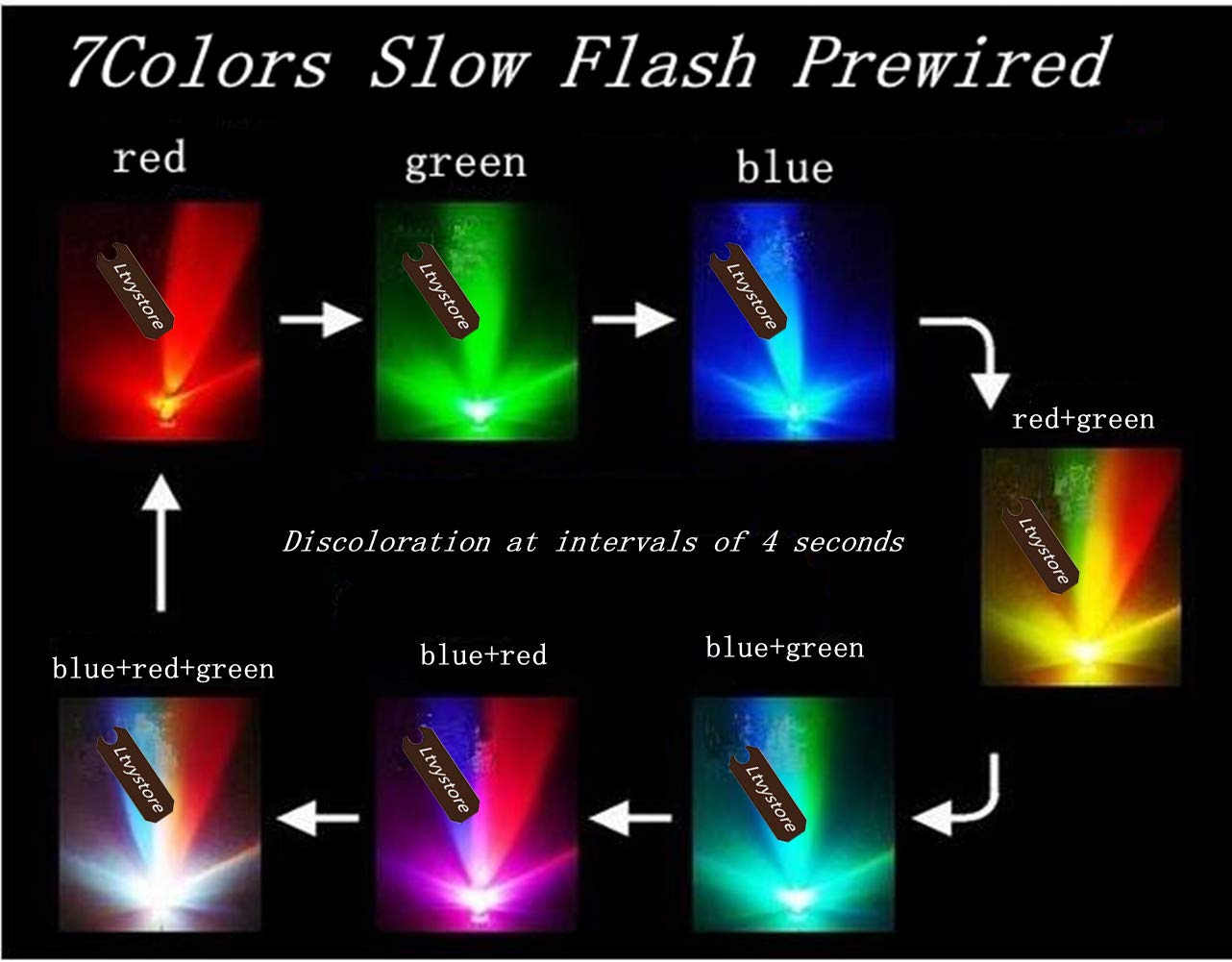 Ltvystore 30Pcs 5Mm 12V 7Colors Slow Fash Led Pre Wired Lamp Light Bulb Prewired Emitting Diode & 30Pcs Metal 5Mm Led Clip Holde