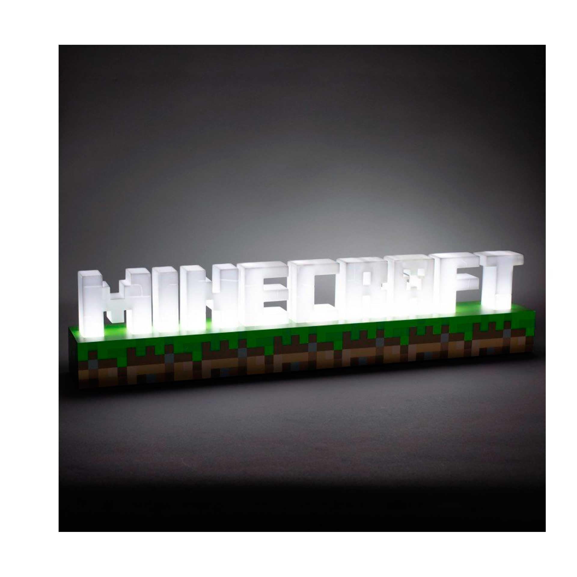 Paladone Minecraft Logo Light - Battery or USB Operated - 2 Light Modes - Officially Licensed Merchandise,White/Brown/Green