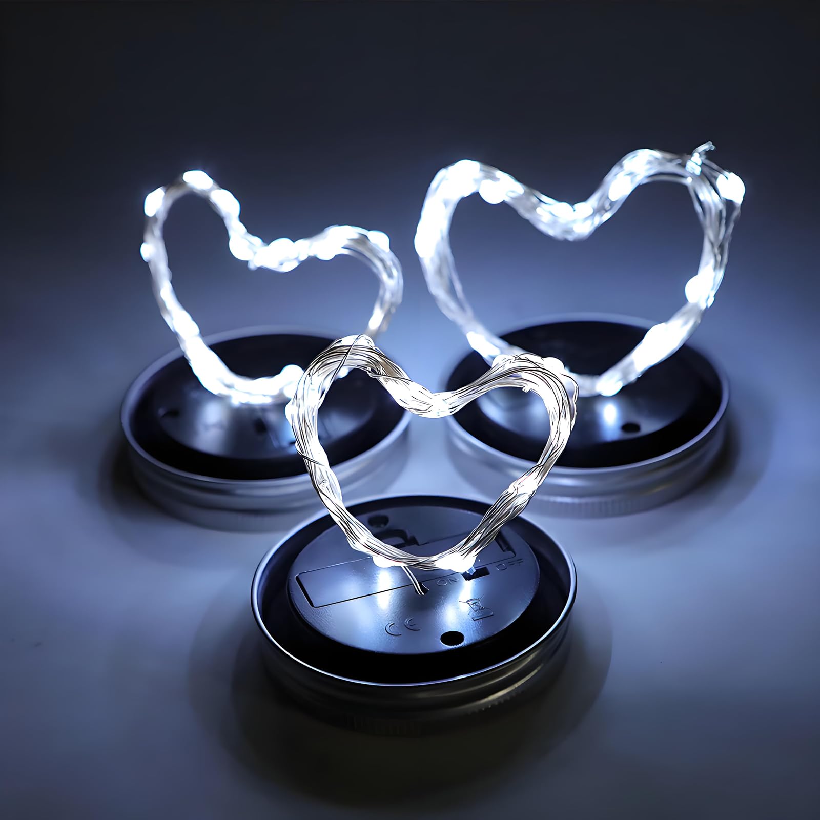 Vookry 6 Pack Solar Mason Jar Lights, 30 Led Mason Jar Lids Waterproof Firefly Fairy String Lights With 6 Hangers(No Jars), For