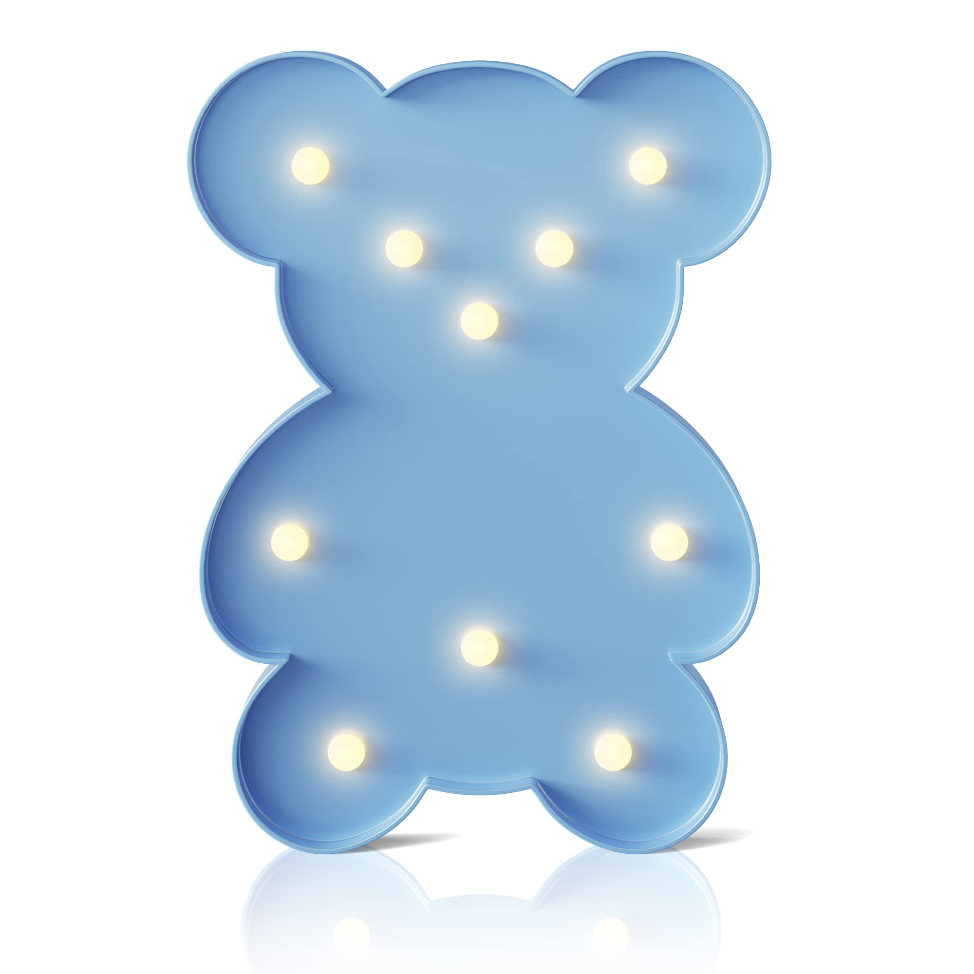 Ganrami Blue Bear Decor, Battery Powered Bear Night Light for Kids, Pink Party Decorations, Baby Night Light for Bedroom, Toddle