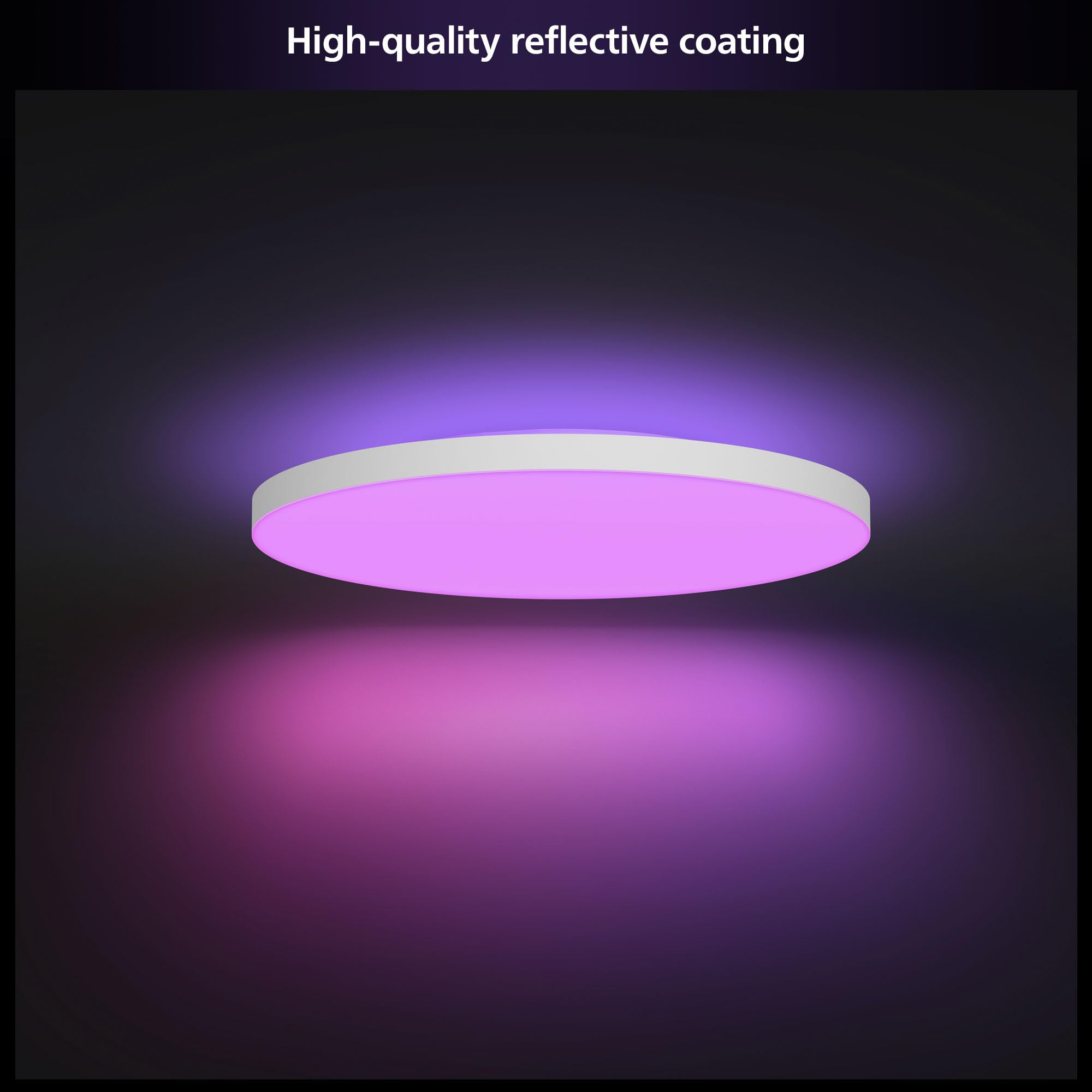 Philips Hue Datura Smart Ceiling Panel - Large Round, 2.49" x 22.60", White & Color Light, Bluetooth, Voice Control, Model 586693