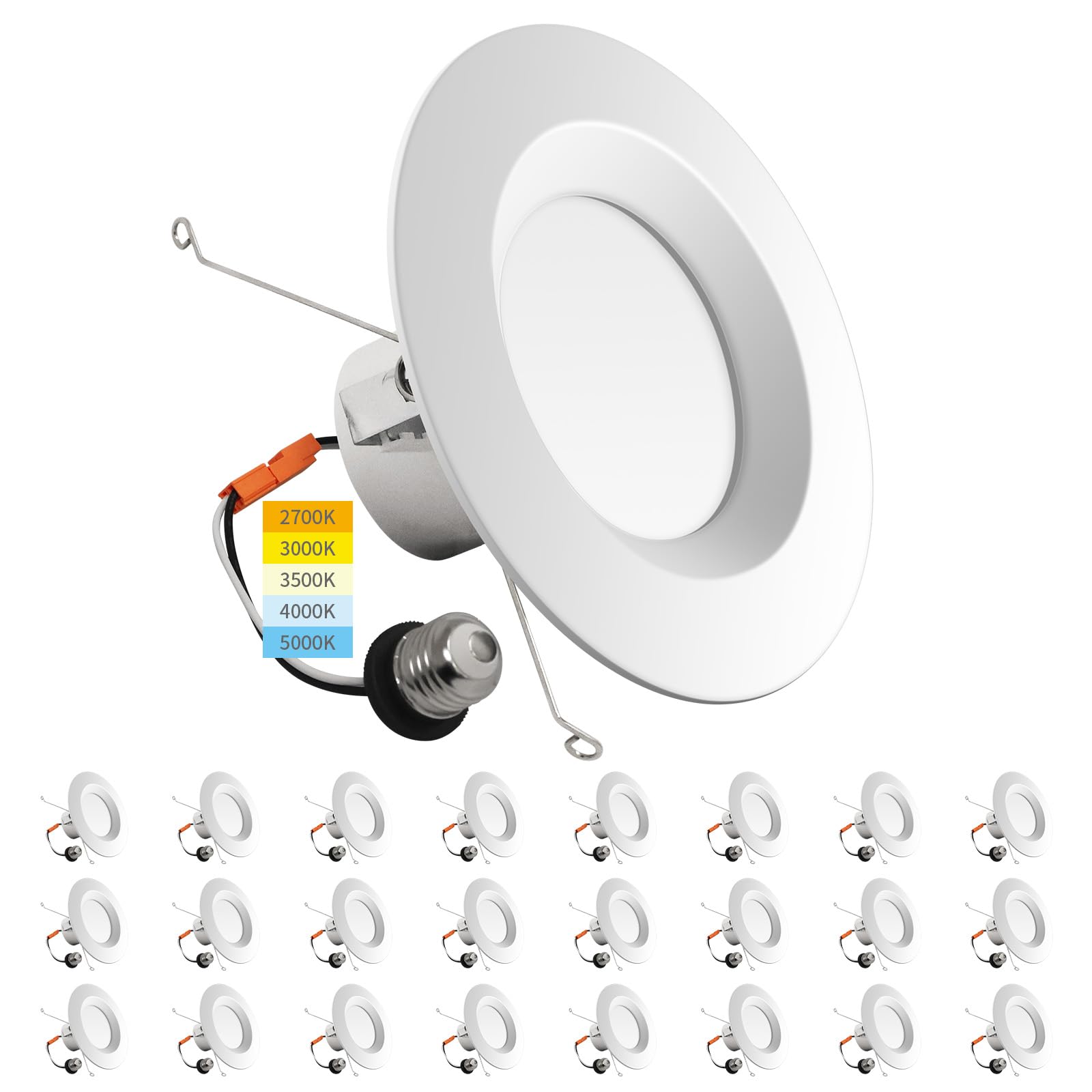 mw 24 Pack LED Recessed Lighting 6 Inch Retrofit,14W=100W,1100LM,2700K/3000K/3500K/4000K/5000K,6 LED Can Light Retrofit, Smooth 