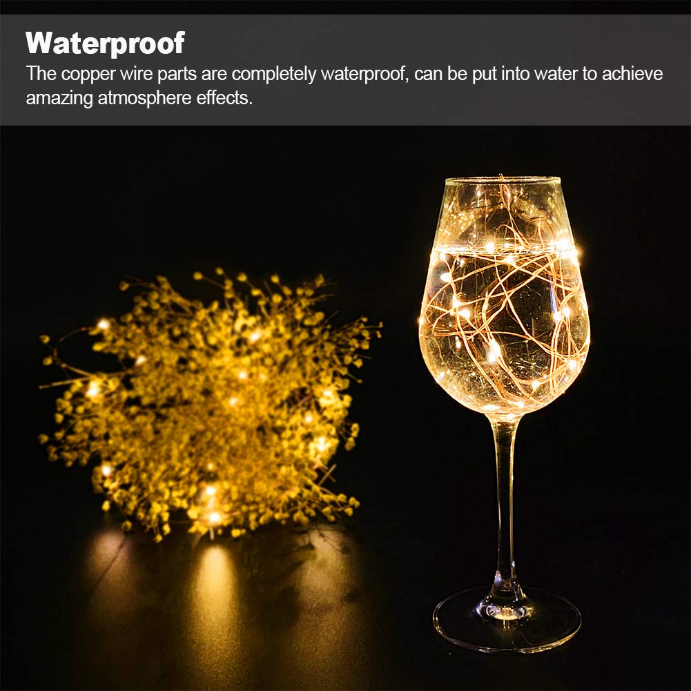 MUMUXI 48 Pack Fairy Lights, 7.2ft Copper Wire Mini String Lights, Waterproof Warm White for DIY Wedding Party Decoration