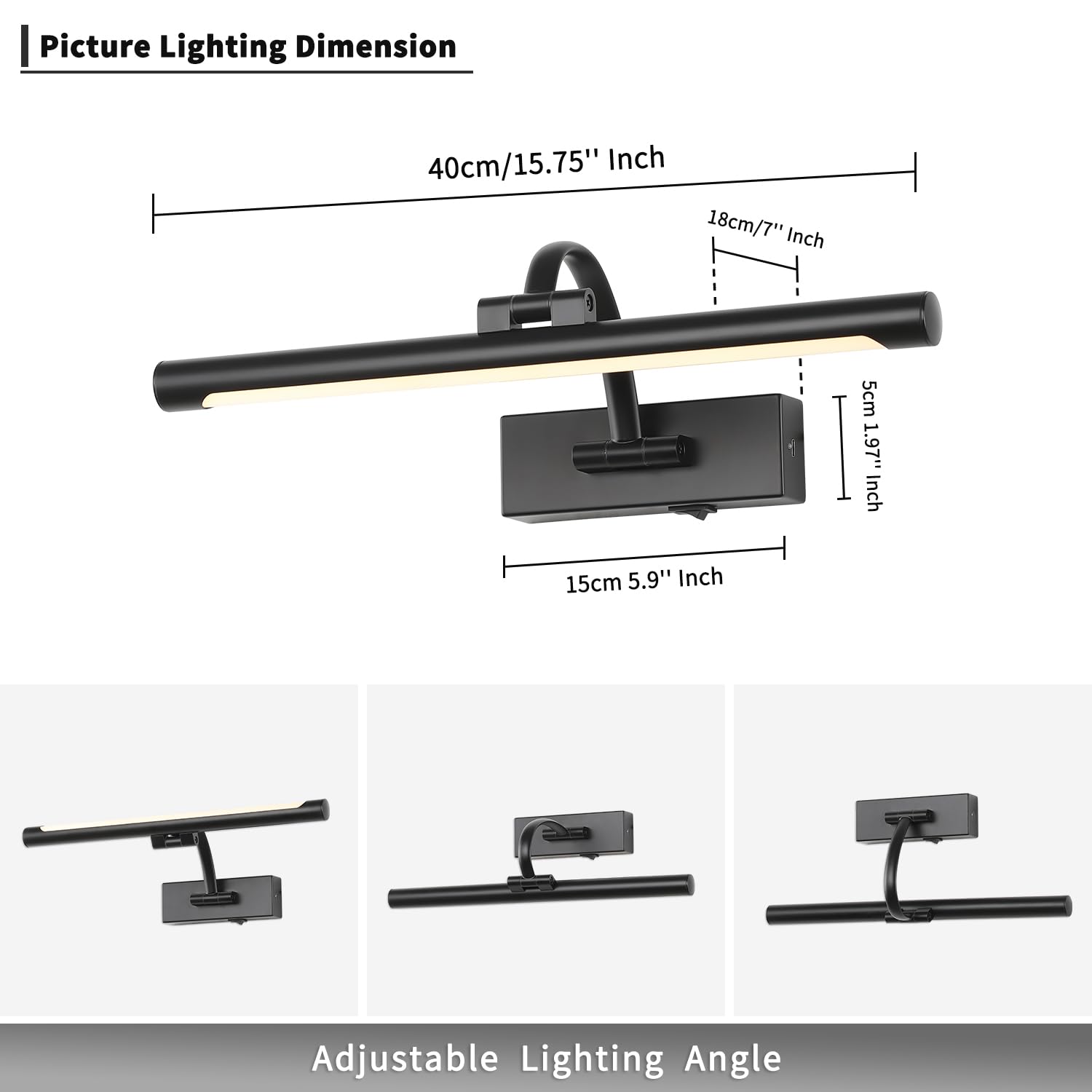 Desoop Picture Lights Battery Operated With Remote And Dimmable Function, Rechargeable Gallery Light Black Art Light Wireless Pa