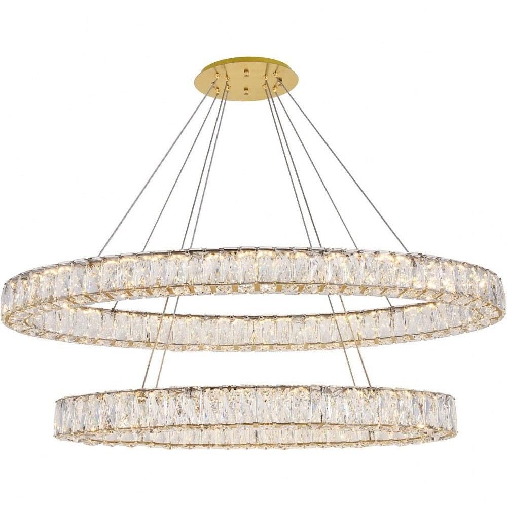 Elegant Lighting Indoor Modern Home Decorative Bright Monroe Integrated LED Light Gold Chandelier Clear Royal Cut Crystal