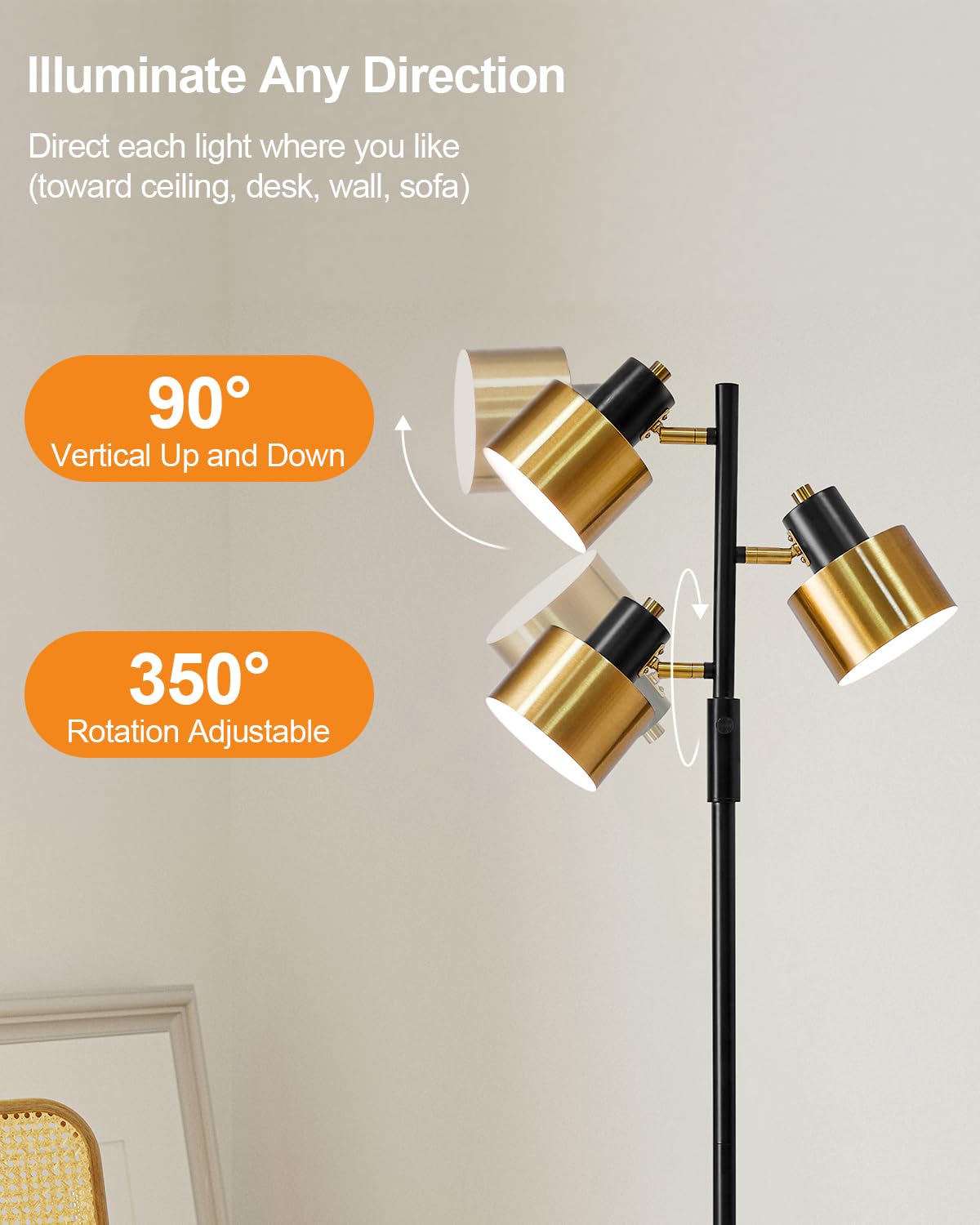 Oyears Floor Lamp For Living Room Bright Lighting Tall Modern Industrial Vintage Standing Corner Lamps Led Metal Light Office Be