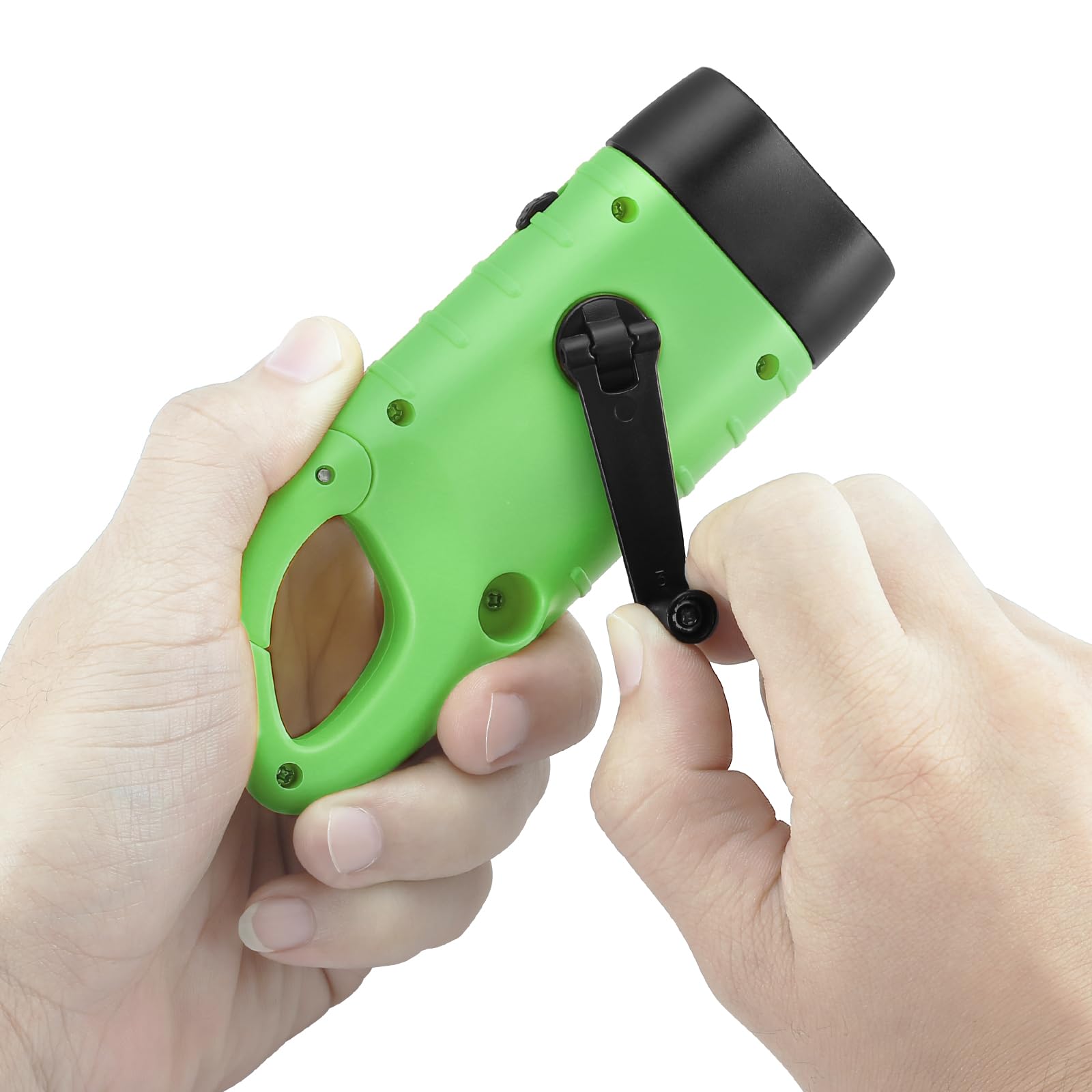 Simpeak Hand Crank Solar Powered LED Flashlight 2-Pack, Emergency Survival Light, Light Green, Model 34FL1-2V