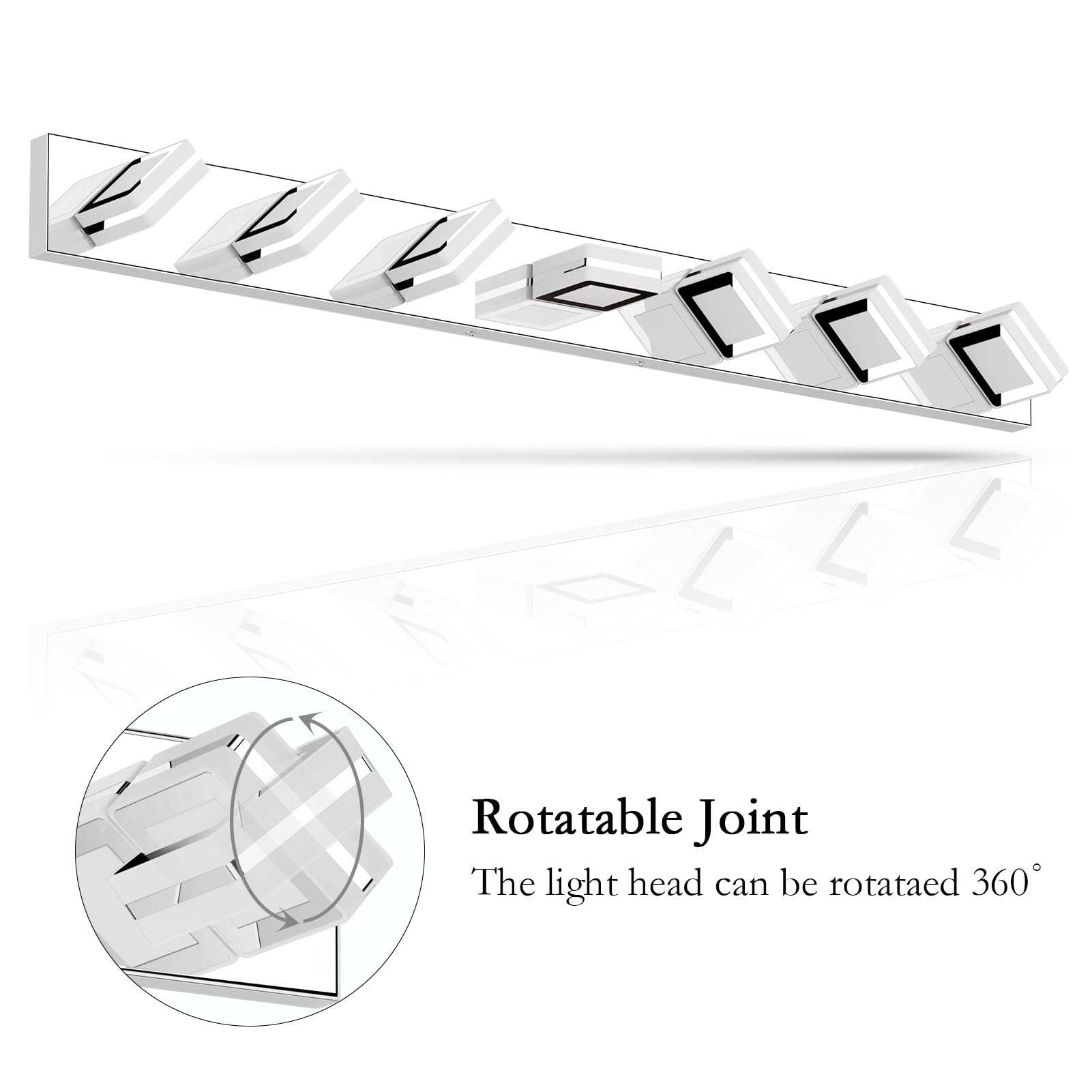 Ralbay Modern LED Vanity Light 7 Lights Chrome Stainless Steel Bathroom Fixture Model 8596
