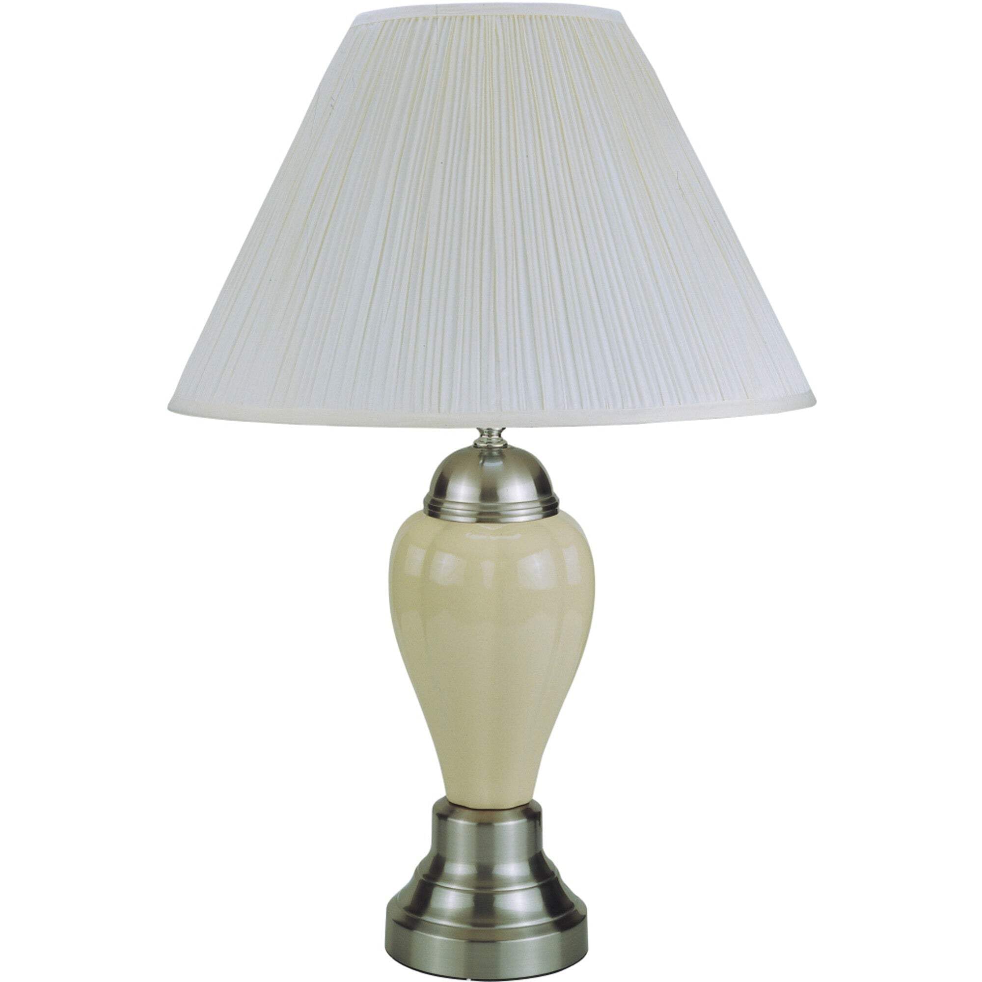 27&quot; Silver Ceramic Bedside Table Lamp With White Shade