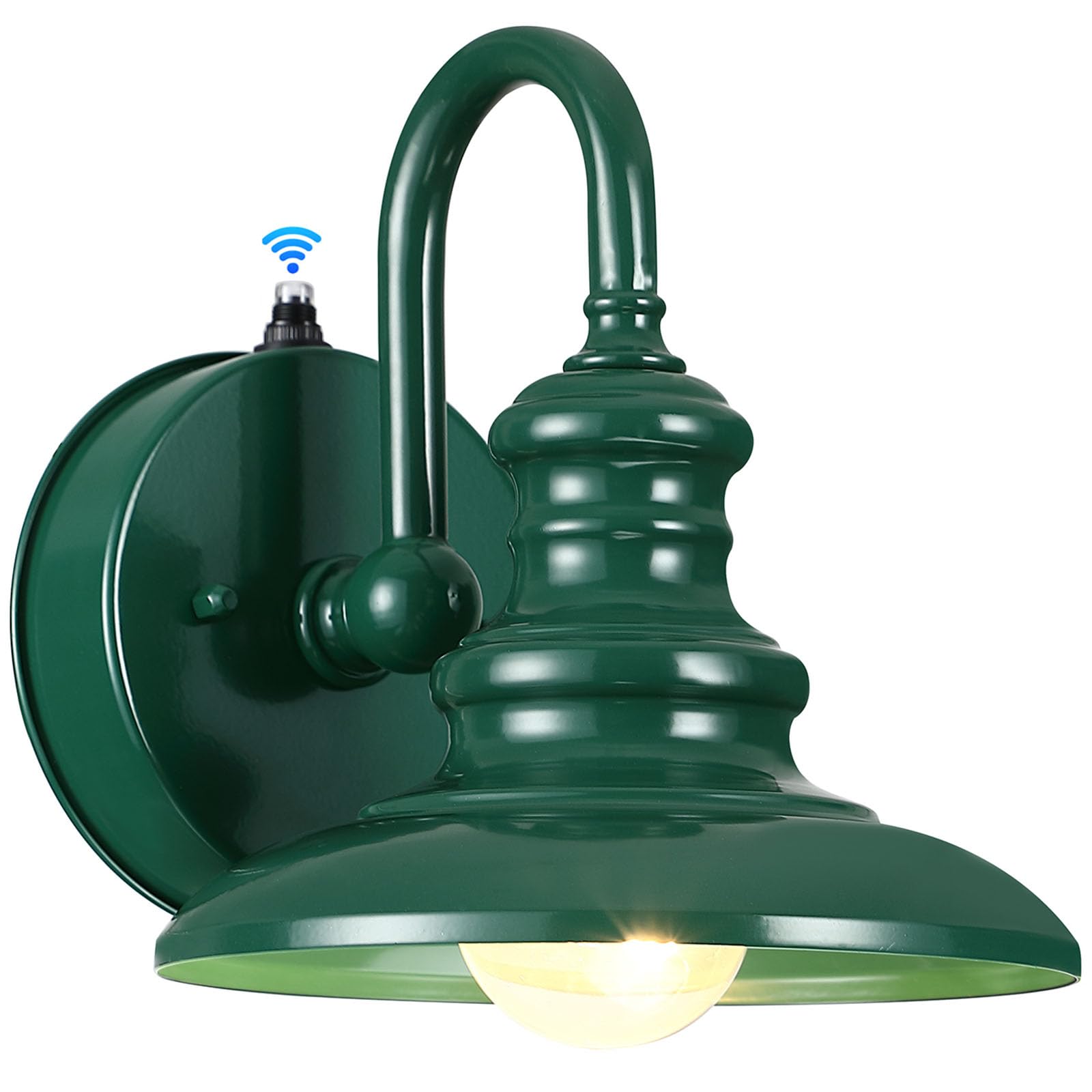 LONEDRUID Gooseneck Barn Light Fixture - Green Metal Outdoor Wall Sconce, Rustic Porch Lantern, Model 4223e4c0-e877-4f0a-87