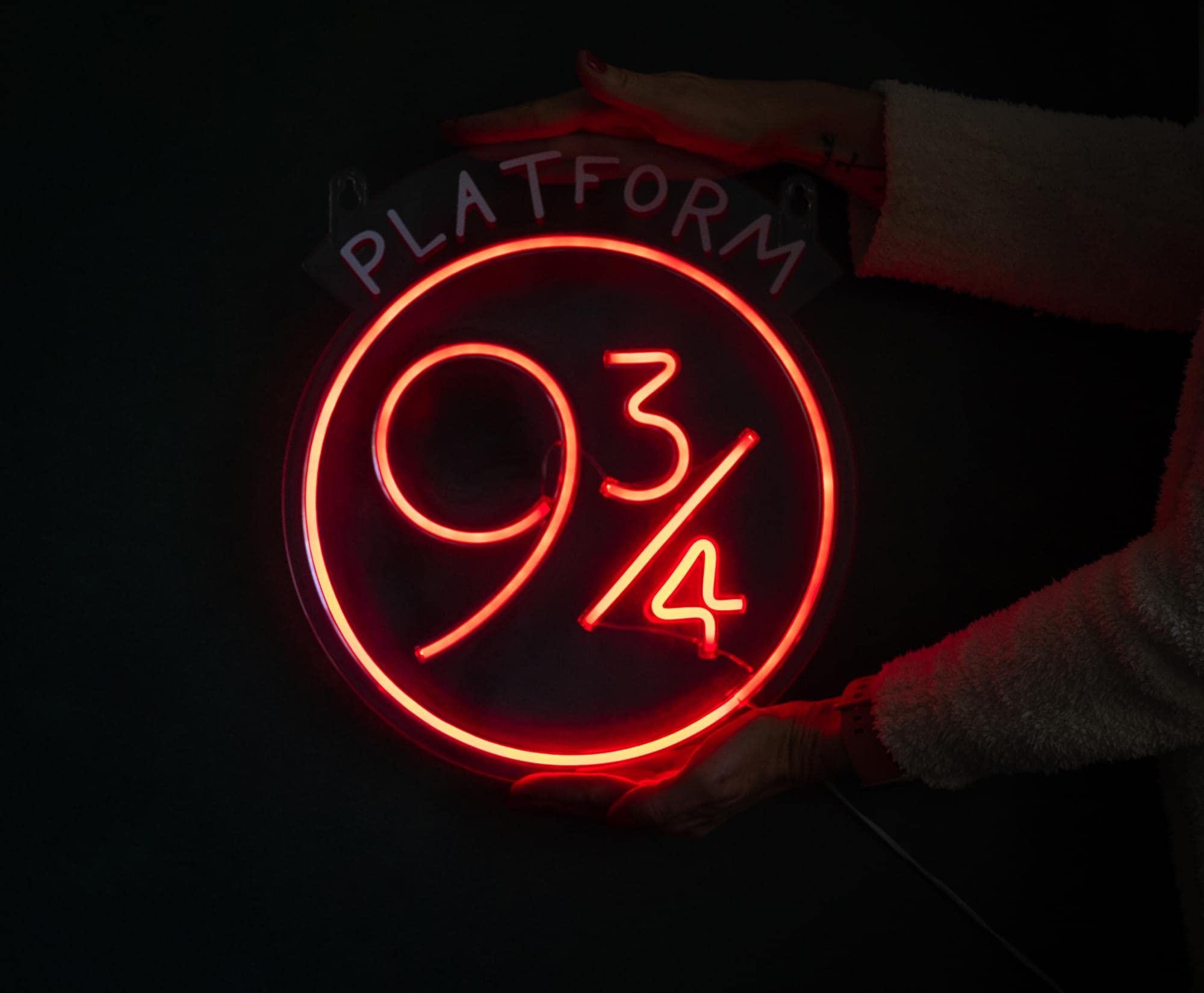 Harry Potter Platform 9 3/4 Hanging LED Neon Wall Light | Ready To Hang Wall Decor Artwork | Wizarding World Mood Light Sign For