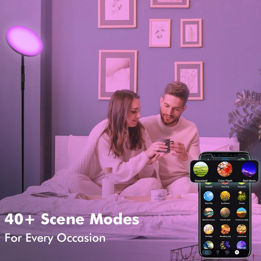 Smart Led Rgb Floor Lamp, 2000Lm Bright Tall Living Room Lamp, 68'' Standing Lamp, 2700-6500K Color Temperature Dimmable Color C