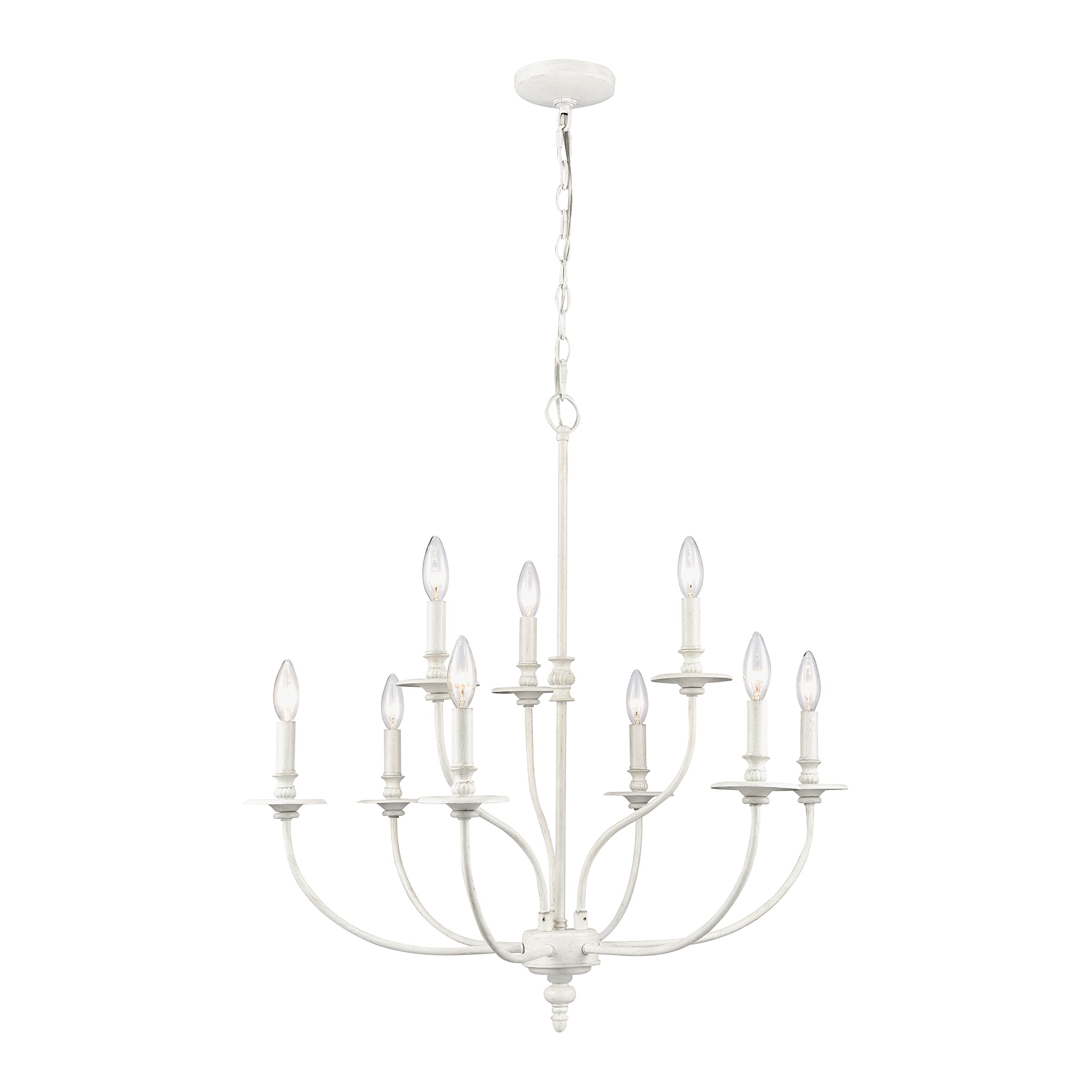 Elk Home Hartford 9-Light Chandelier, Farmhouse White, 29&quot; Wide, Traditional Alloy Steel Design