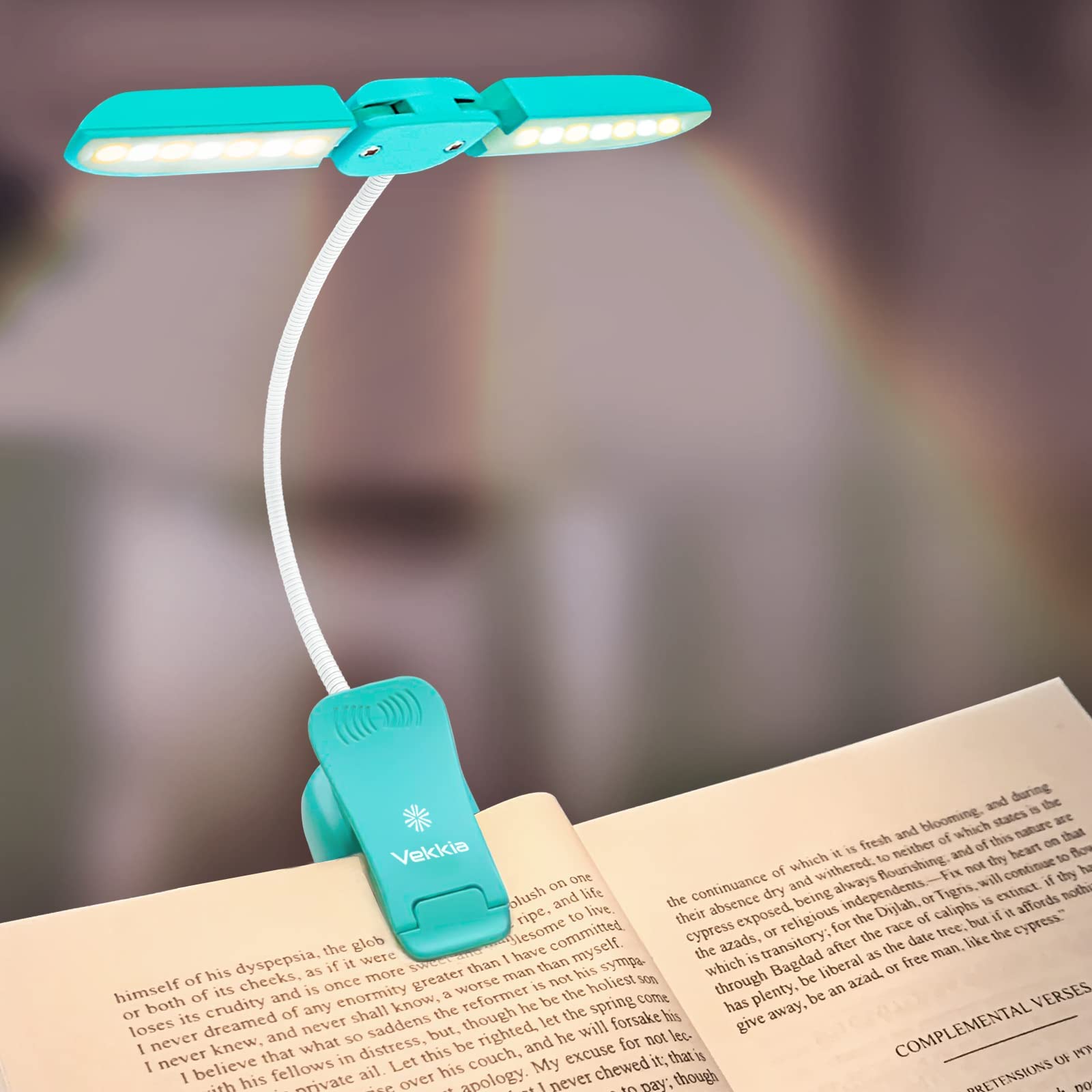 Vekkia 14 Led Rechargeable Book-Light For Reading At Night In Bed, Warm/White Reading Light With Clamp, 180    Adjustable Mini C