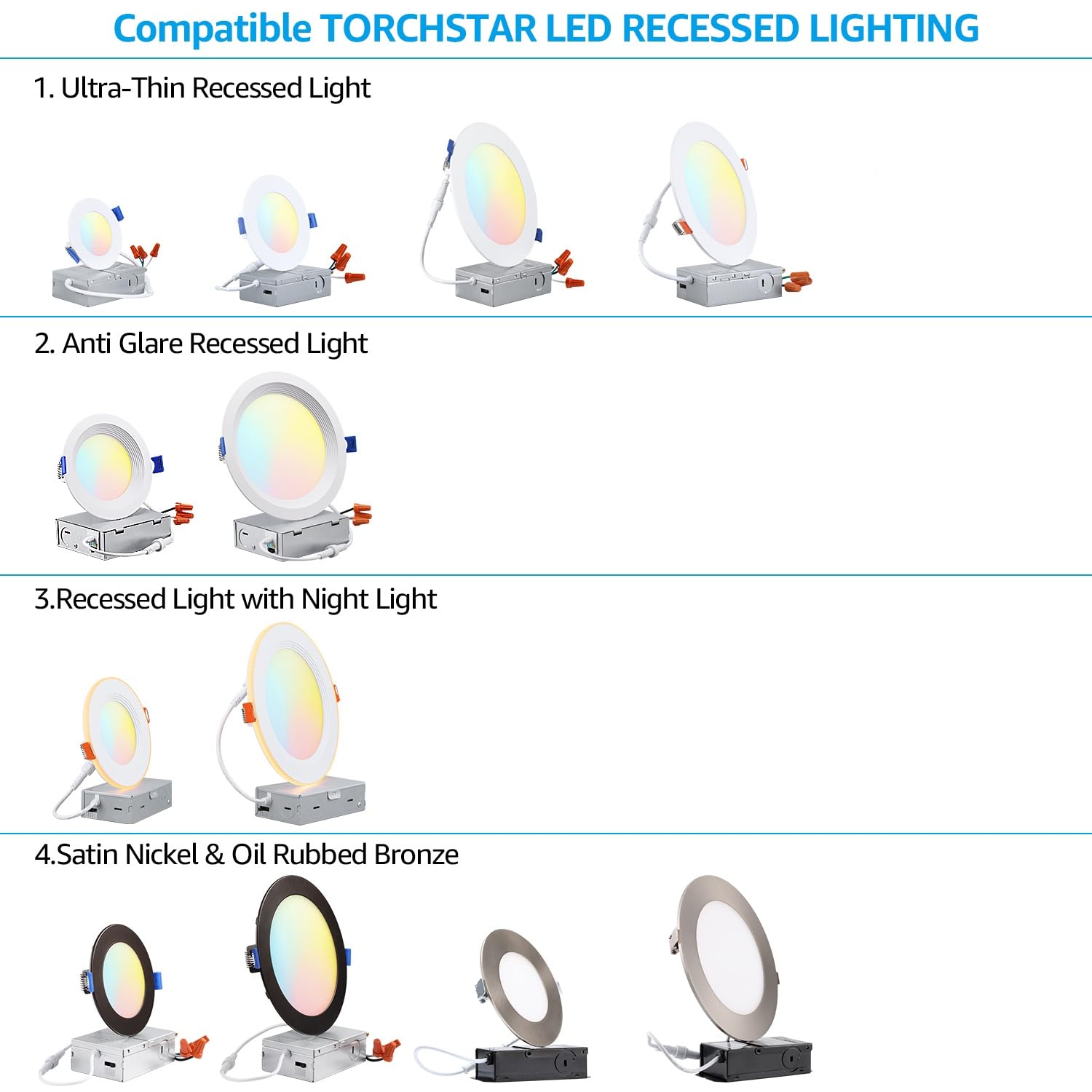 Torchstar New Construction Mounting Plate, 3/4/6 Inch Led Recessed Lighting Kits, Compatibility Upgrade, Extendable Hanger Bars,