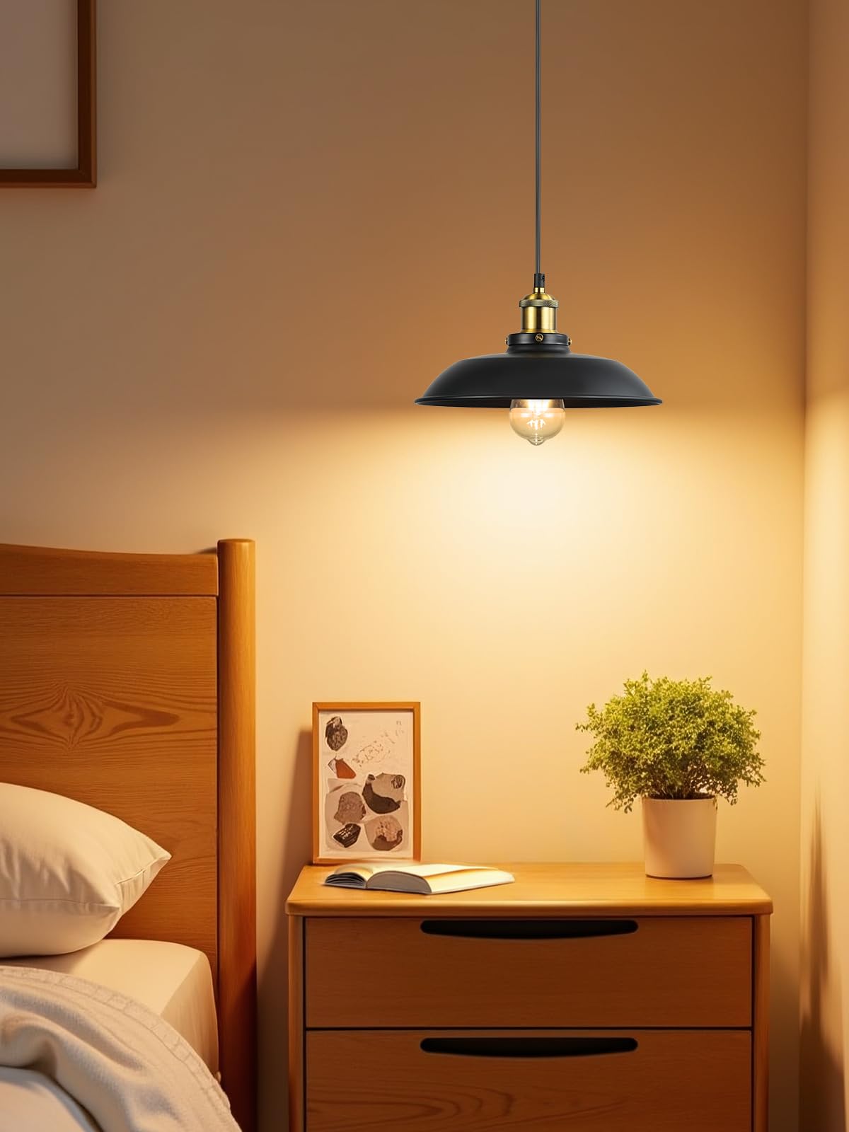 Newrays Pendant Lights - 3 Pack E26 E27 Black Metal Lampshade - Vintage Farmhouse Lighting for Kitchen Dining Room Bar Foyer - Model PD-28