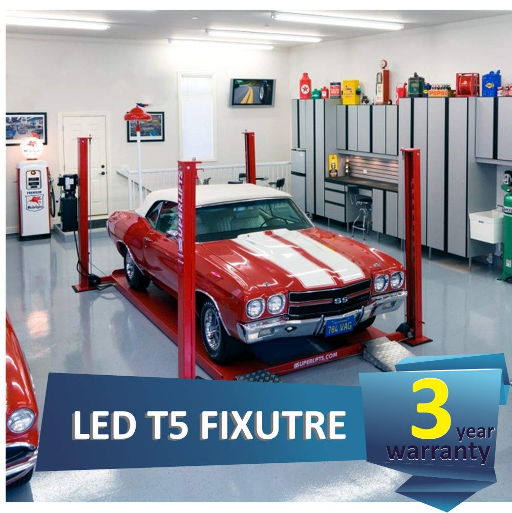 Barrina (Pack Of 8) Led T5 Integrated Single Fixture, 4Ft, 2200Lm, 5000K, 20W, Utility Shop Light, Ceiling And Under Cabinet Lig