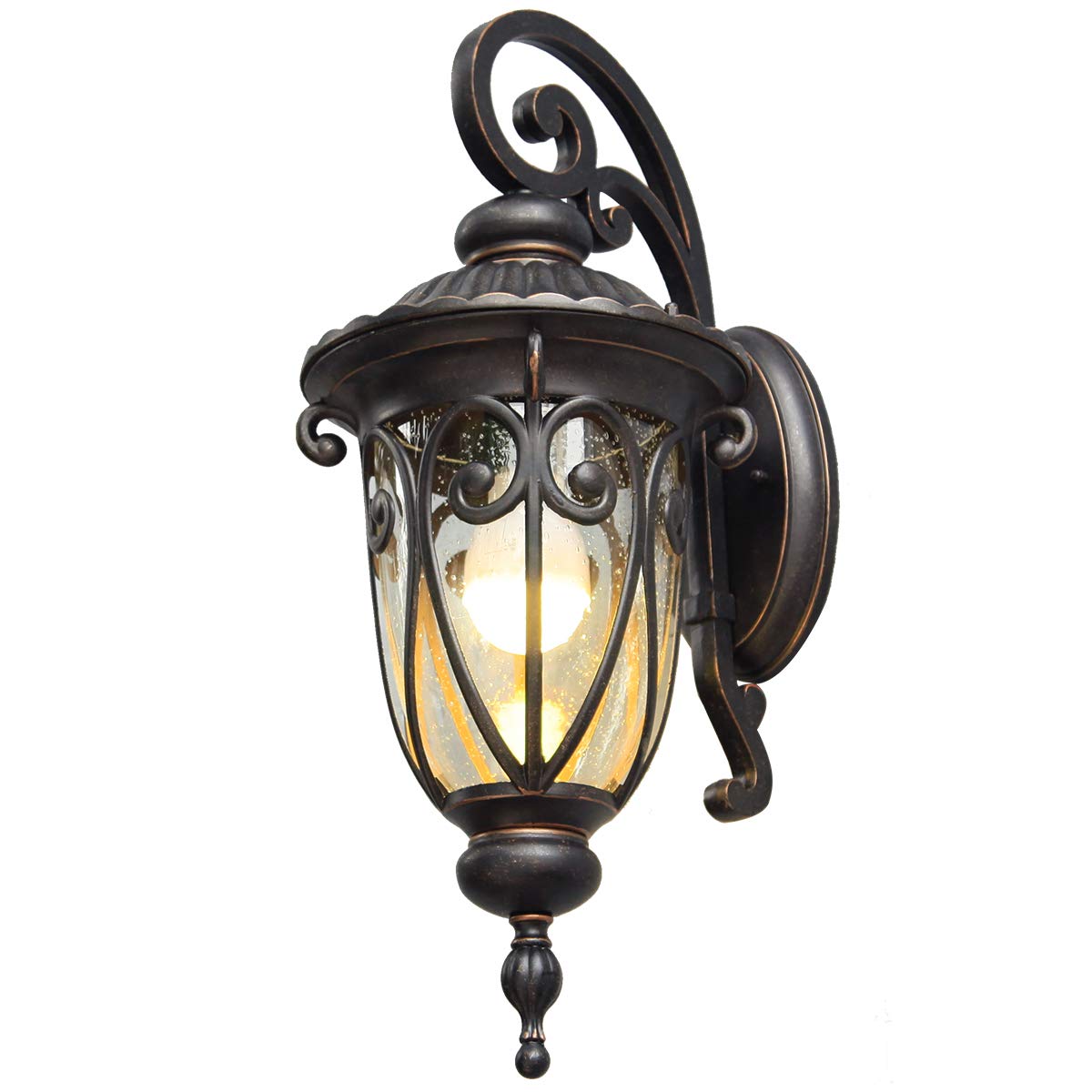 GOALPLUS 18 Inch Outdoor Porch Light, Antique Bronze Aluminum Wall Sconce, Model LM0519-DN-S, Medium Size, No Sensor
