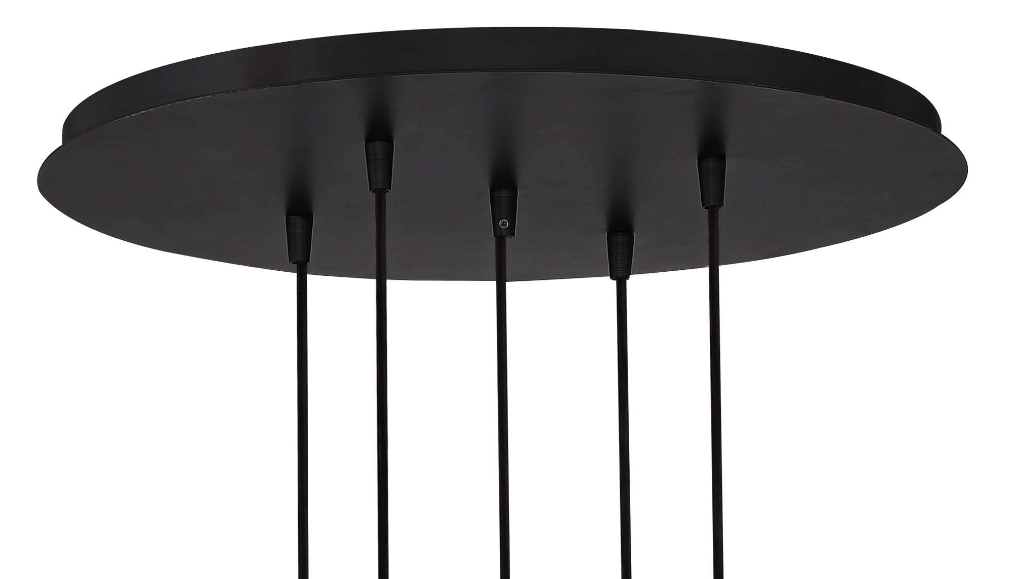 Possini Euro Design Black Pendant Chandelier Lighting 5-Light Modern Clear Glass 19.5in Fixture for Dining Room, Kitchen, Entryway