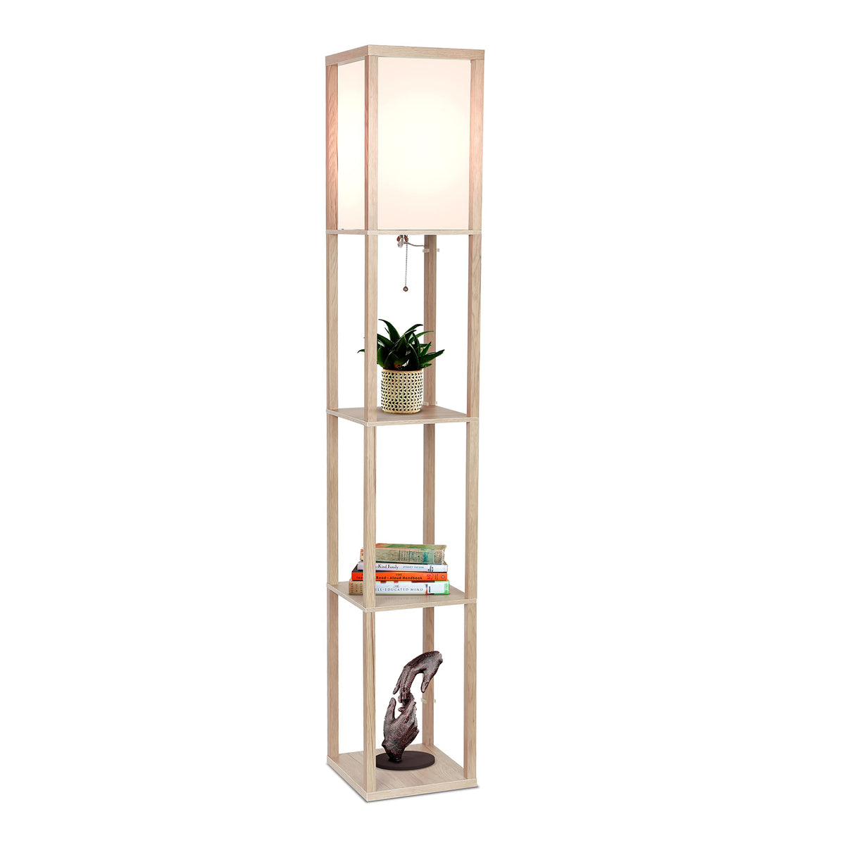 Brightech Maxwell - Modern Shelf Floor Lamp With Lamp Shade And Led Bulb - Coner Display Floor Lamps With Shelves For Living Roo