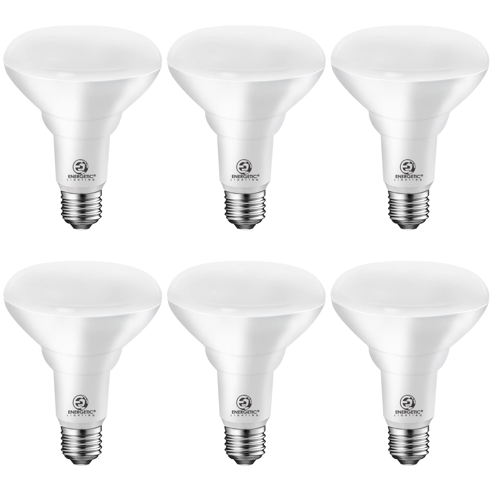 Energetic LED Flood Light Bulbs BR30, 65W Equivalent, Dimmable, 750lm, Warm White 3000K, 6 Count, UL Listed