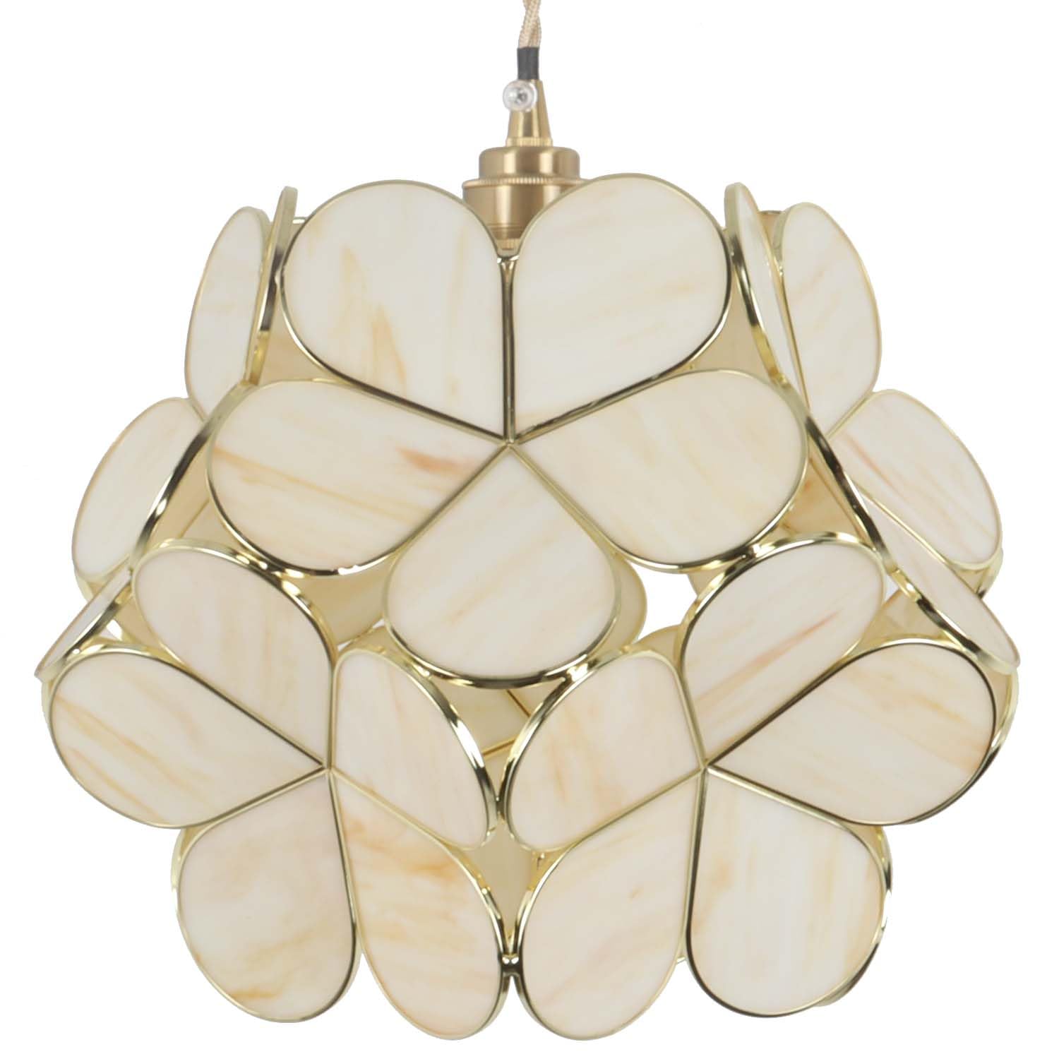 Bieye L11032 Petals Tiffany Style Stained Glass Ceiling Pendant Light for Home Decoration (Cream White, 12 Cherry Blossom)