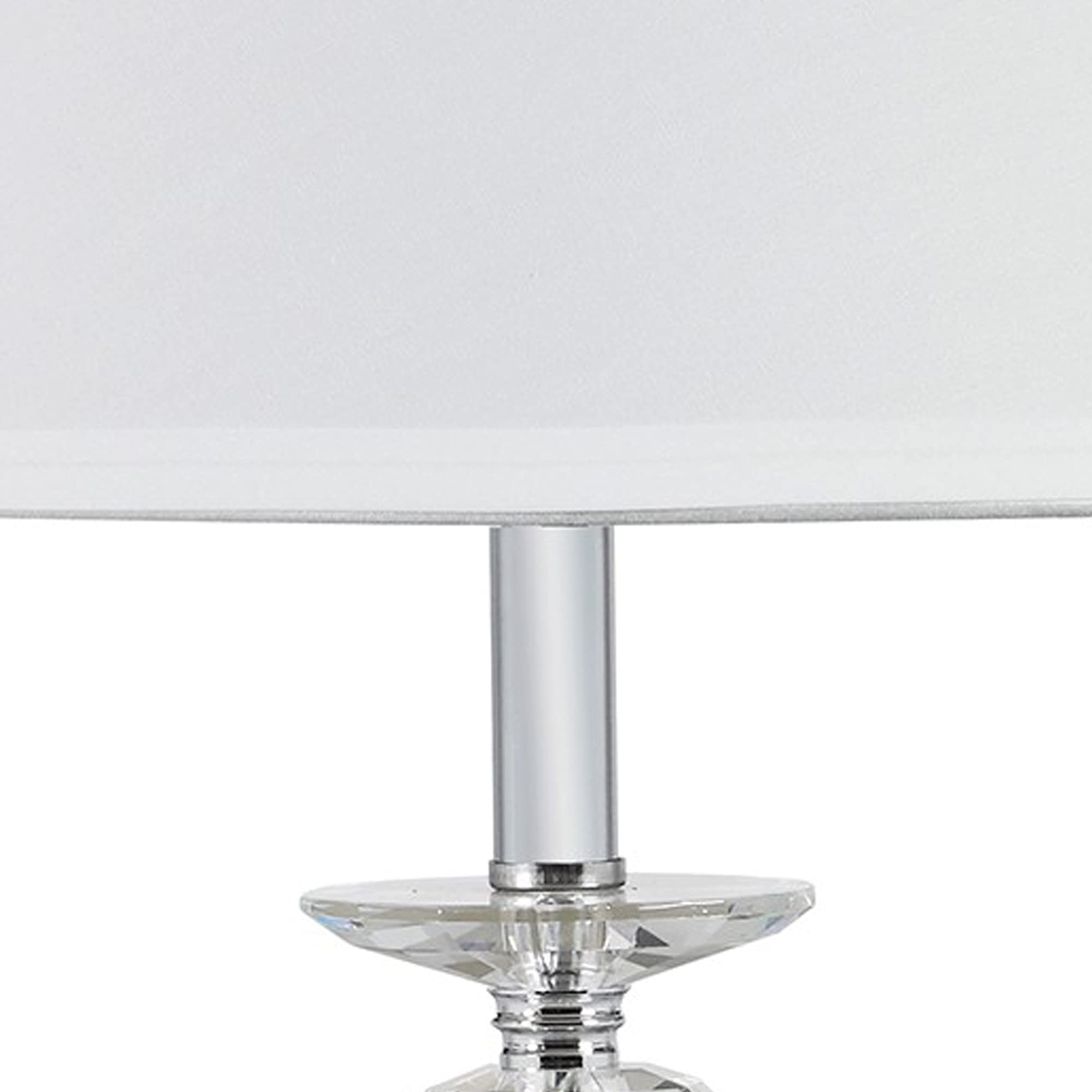 Benjara Turned Tubular Crystal Body Table Lamp, Clear