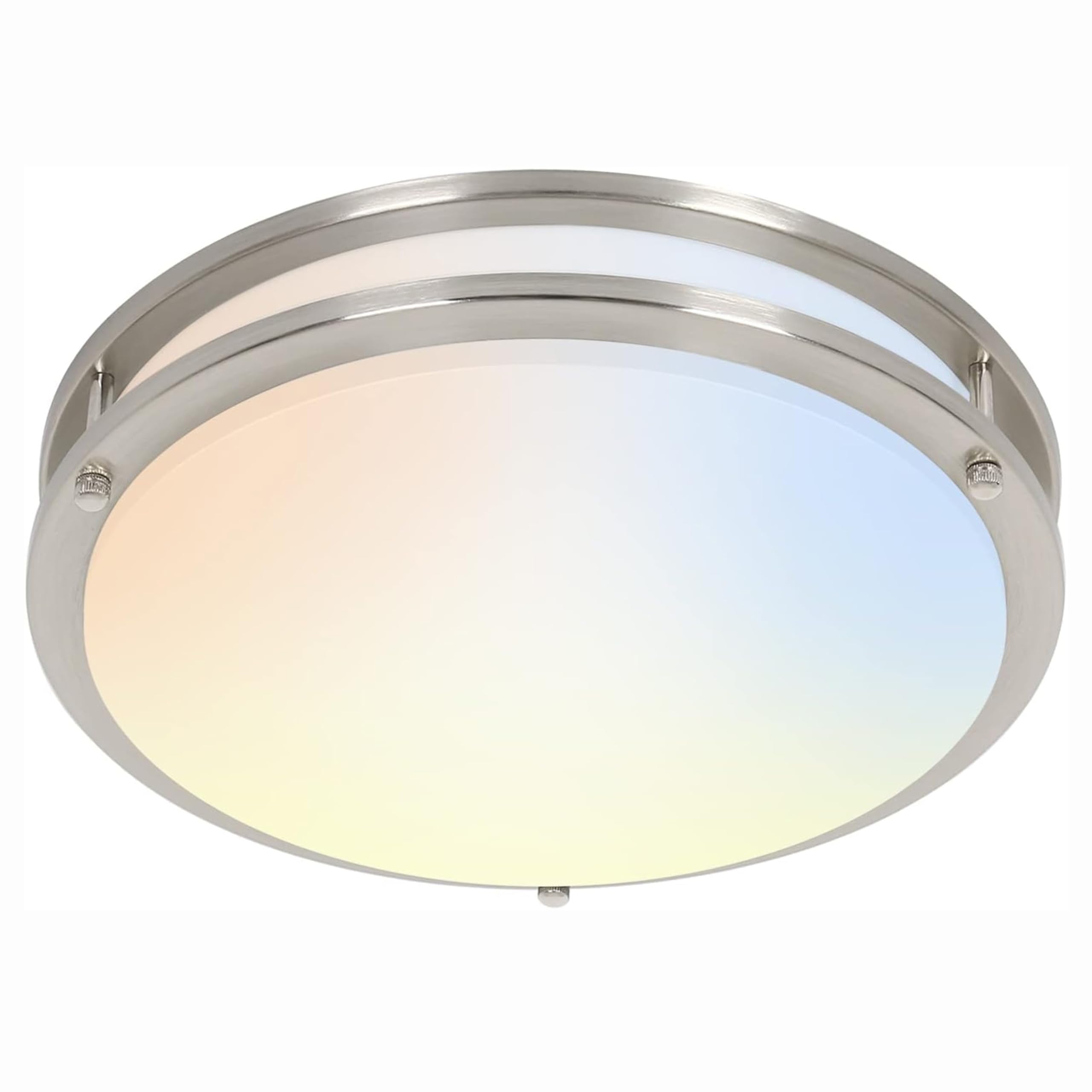 Hykolity 16 Inch Dimmable Led Flush Mount Ceiling Light Fixture, Brushed Nickel, 36W, 2200Lm, 2.7/3/3.5/4K/5K Adjustbale, 120Lig