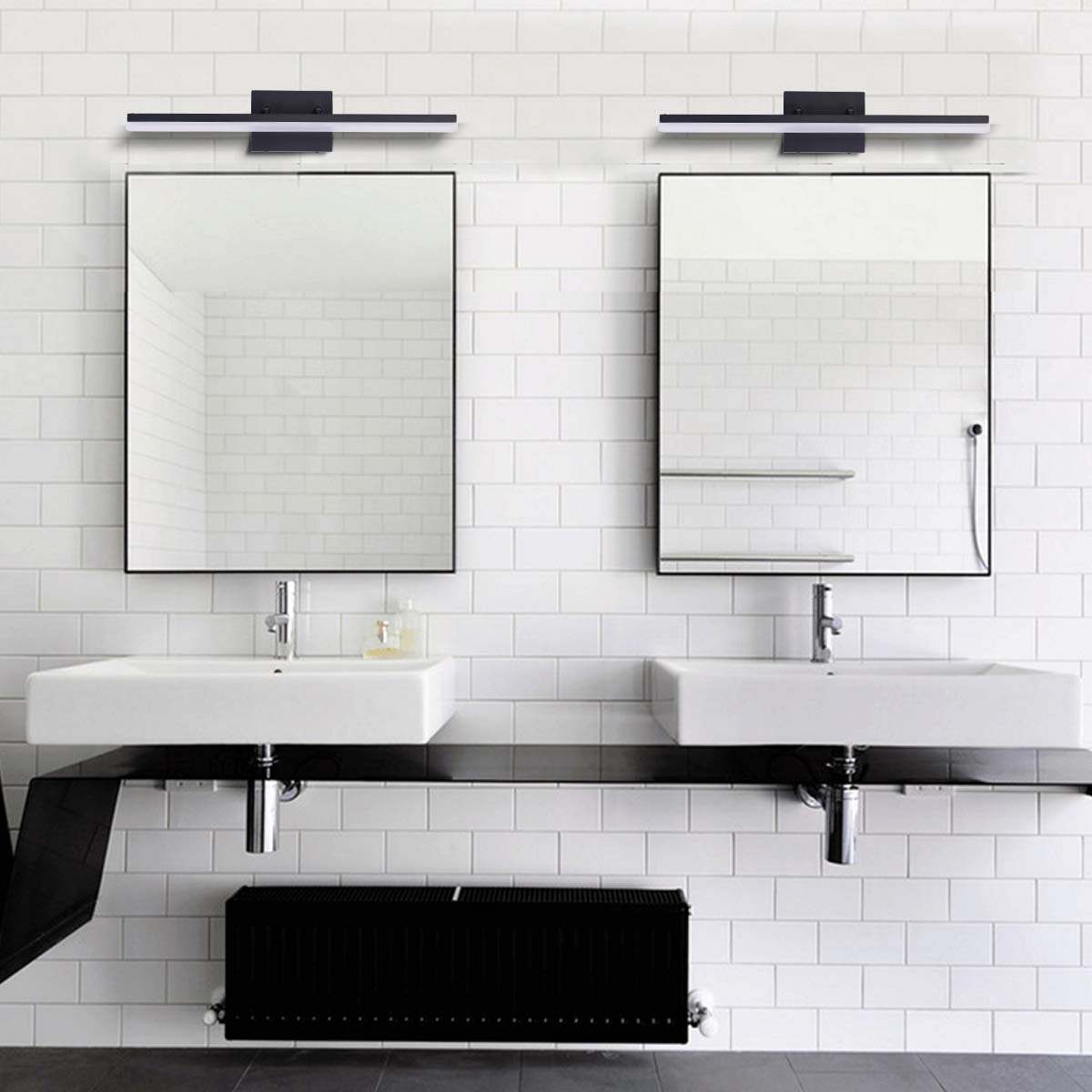 Mirrea 24In Dimmable Modern Led Vanity Light - Warm White 3000K, Black Metal Bathroom Lighting
