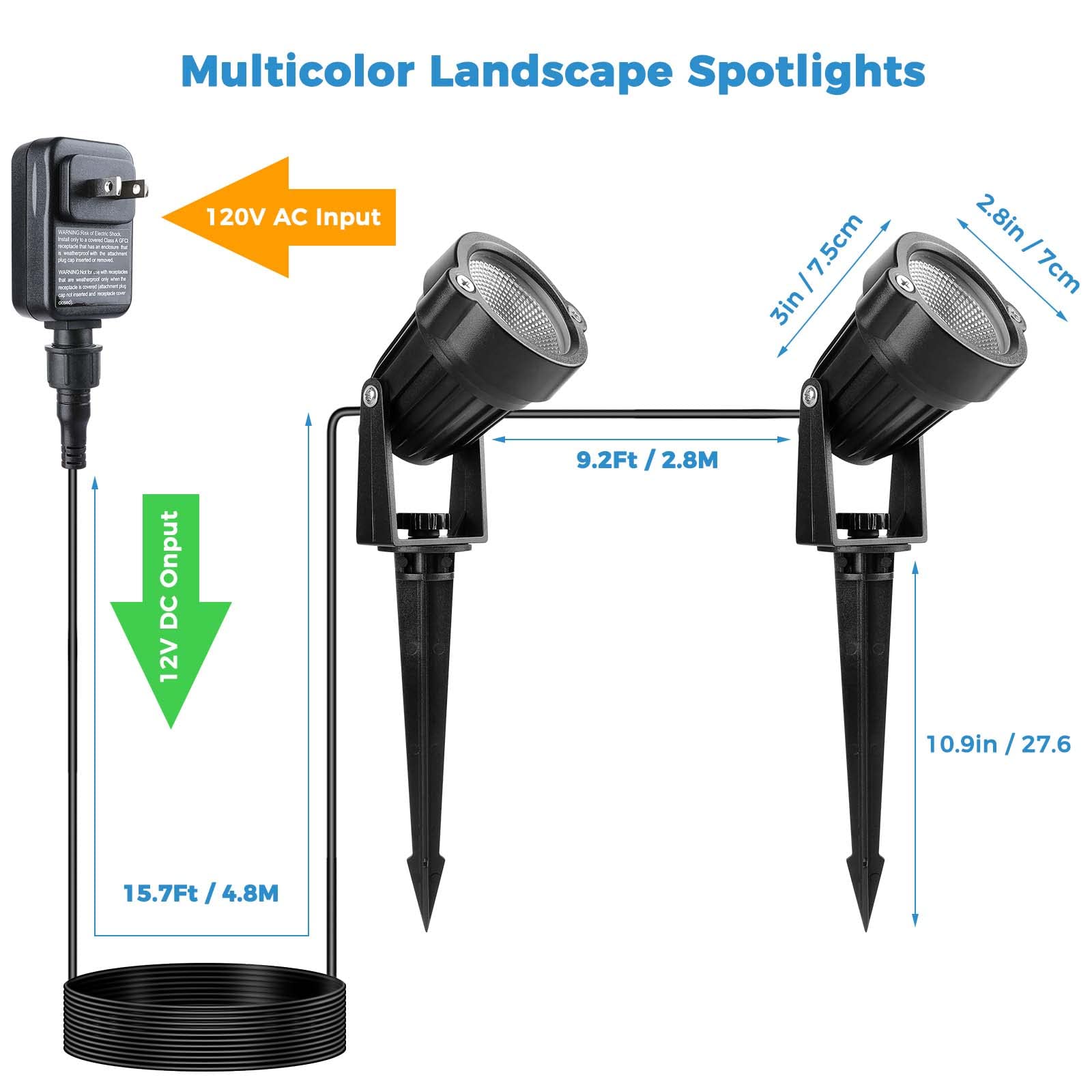 S SMIFUL Halloween Spot Lights, 12V RGB LED Landscape Lights, Waterproof, 6 Lights, Model sxd-cd