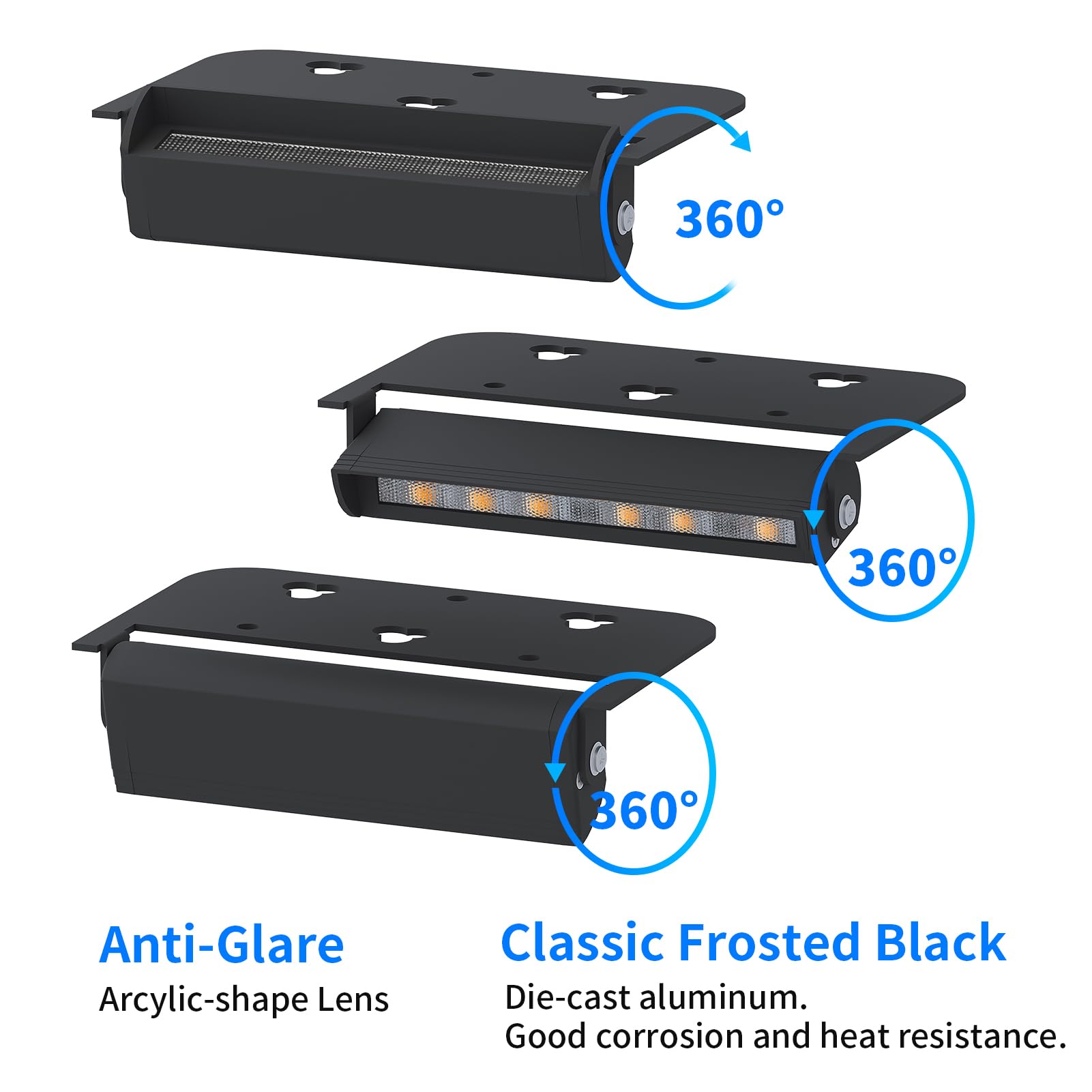 Lecotresy Modern Hardscape Lighting 12W 5000K Daylight White 12inch Aluminum 4 Pack IP65 Waterproof Model LECO-12-4-5000